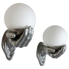 1960s Hand and Globe Wall Lights, Arlus Style