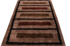 1960s Hand-Knotted Vintage Art Deco Rug in Brown, Black Geometric by Rug & Kilim