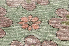 Vintage Turkish Rug in Green with Purple Floral Medallions  - Rug & Kilim