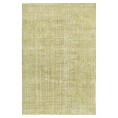 1960s Hand-Knotted Retro Rug in Lemon, Grey Floral Pattern by Rug & Kilim