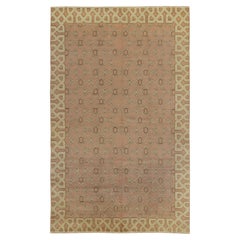 Handgeknüpfter Vintage-Teppich aus den 1960er Jahren mit geometrischem Muster in Beige-Braun von Teppich & Kelim