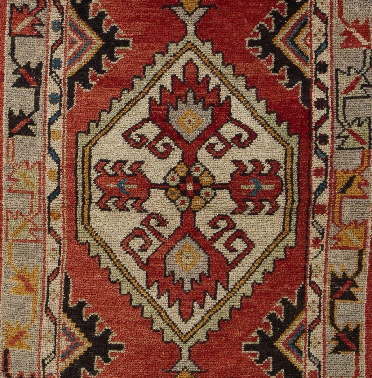 Turkish 2.7x5.7 Ft 1960's Hand Made Oriental Accent Rug, Vintage All Wool Tribal Carpet  For Sale