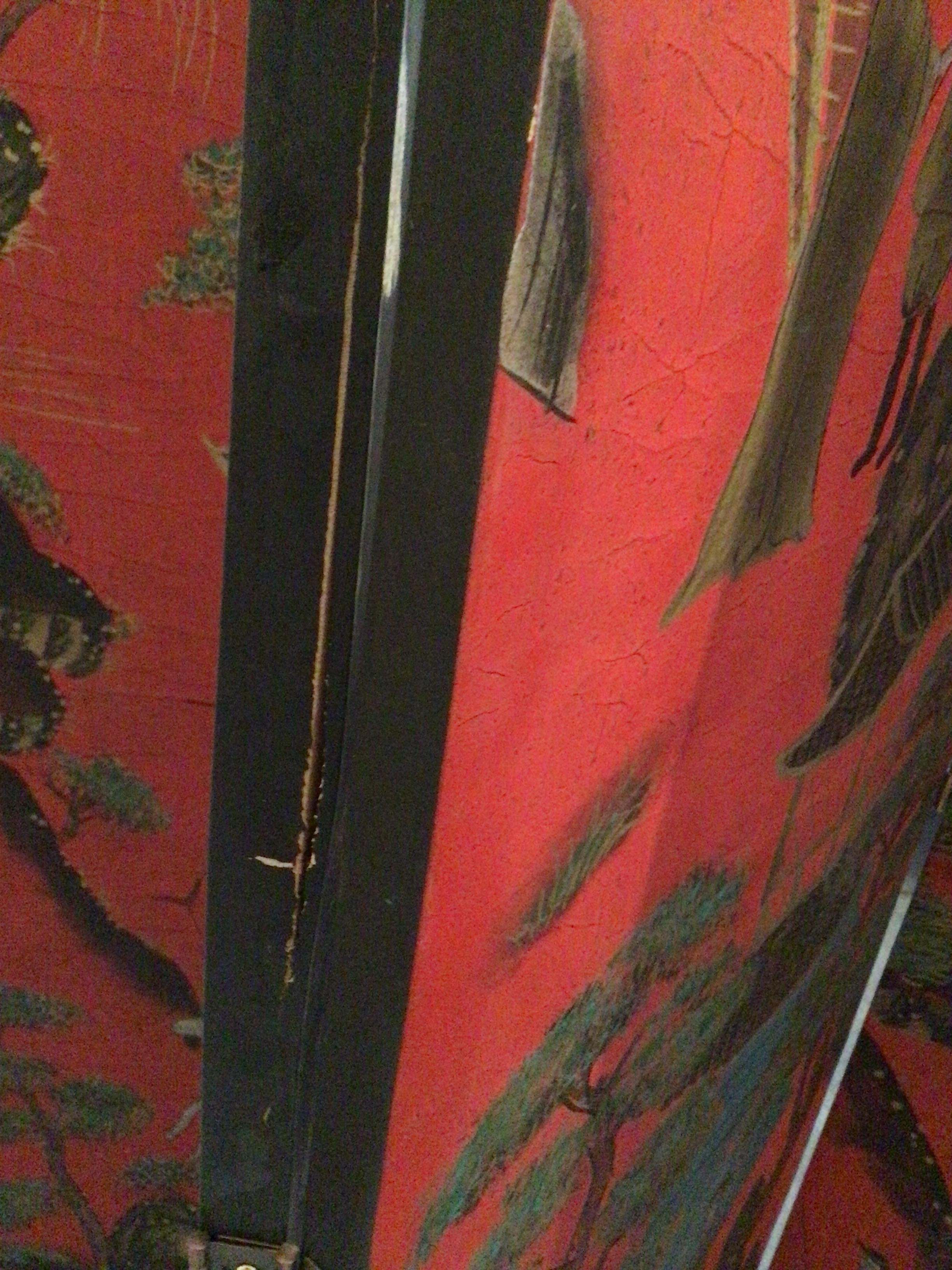 1960er Jahre Handbemalte 4-Panel-Faltwand im Angebot 6