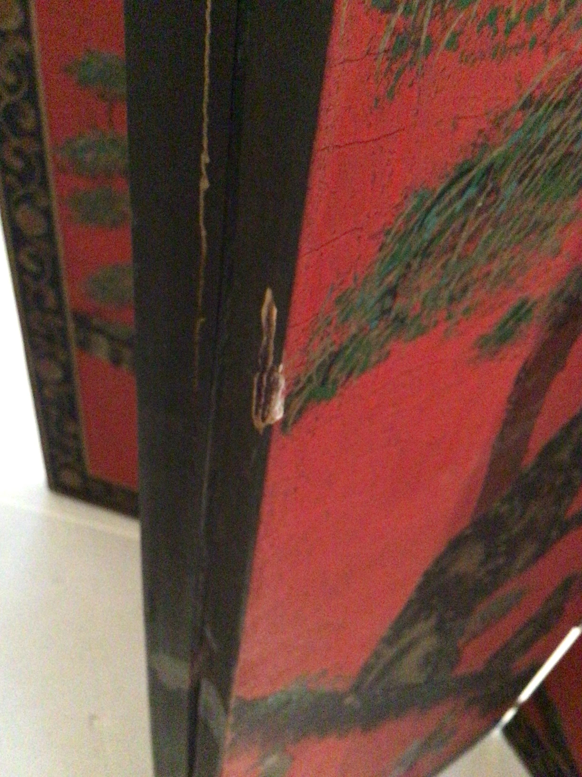 1960er Jahre Handbemalte 4-Panel-Faltwand im Angebot 7