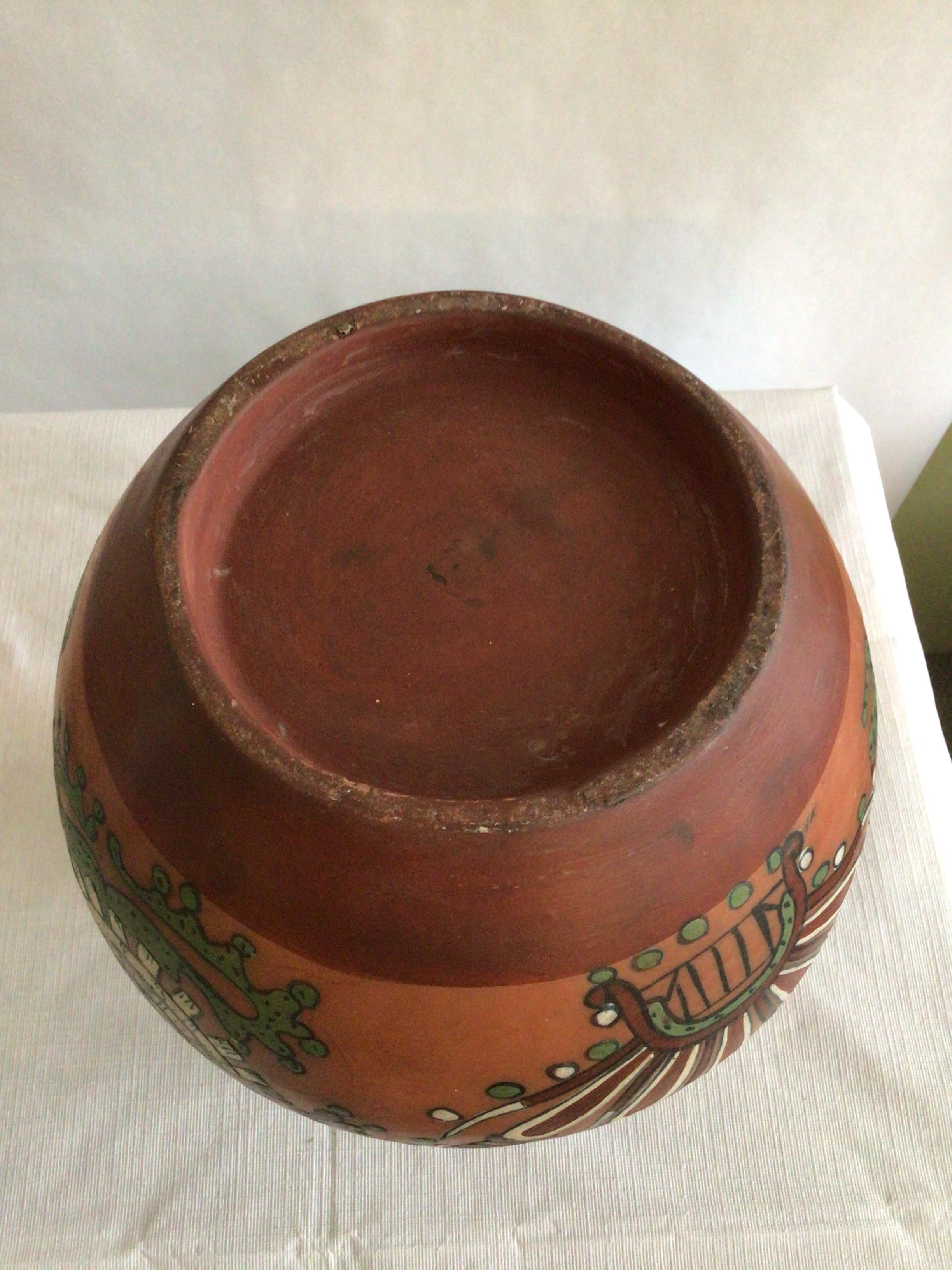 Mid-20th Century 1960s Hand-Painted Aztec Vase For Sale