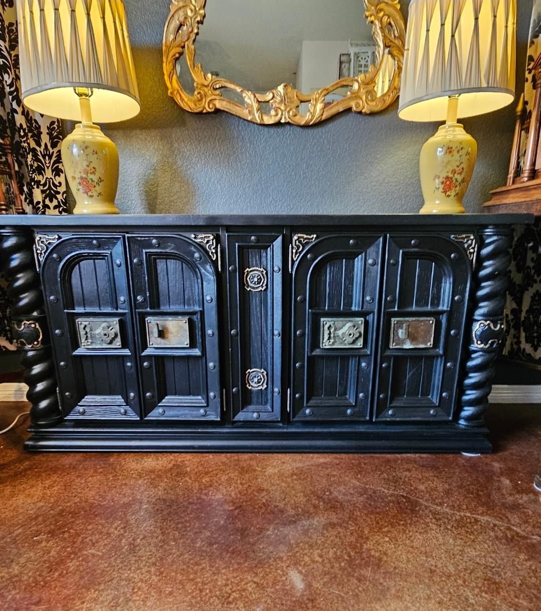 1960s Hand Painted Barley Twist Credenza/ Sideboard For Sale 1