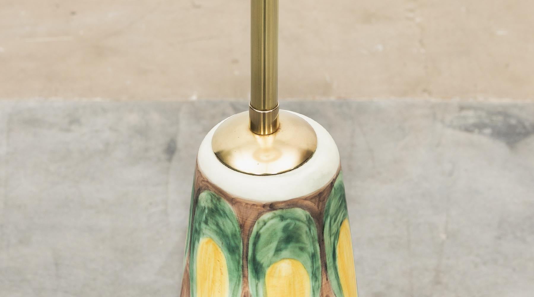 Danish 1960s Hand Painted Ceramic Base Floor Lamp by Rigmor Nielsen