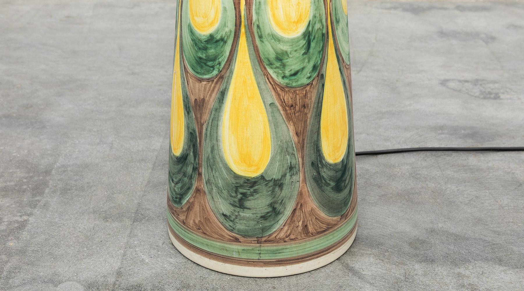 1960s Hand Painted Ceramic Base Floor Lamp by Rigmor Nielsen In Good Condition In Frankfurt, Hessen, DE