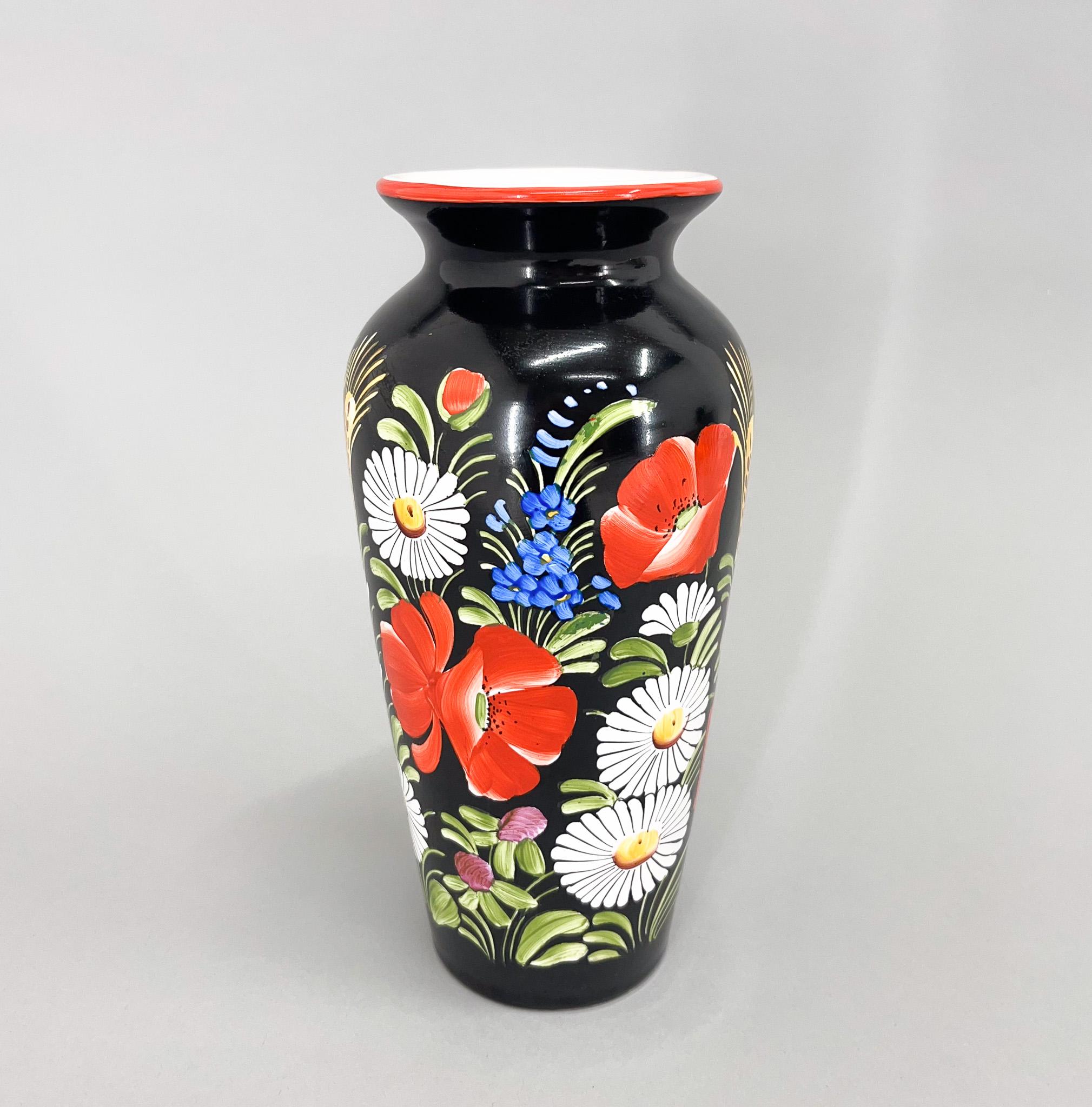 Czech 1960s Hand Painted 'Chodska' Ceramic Vase For Sale