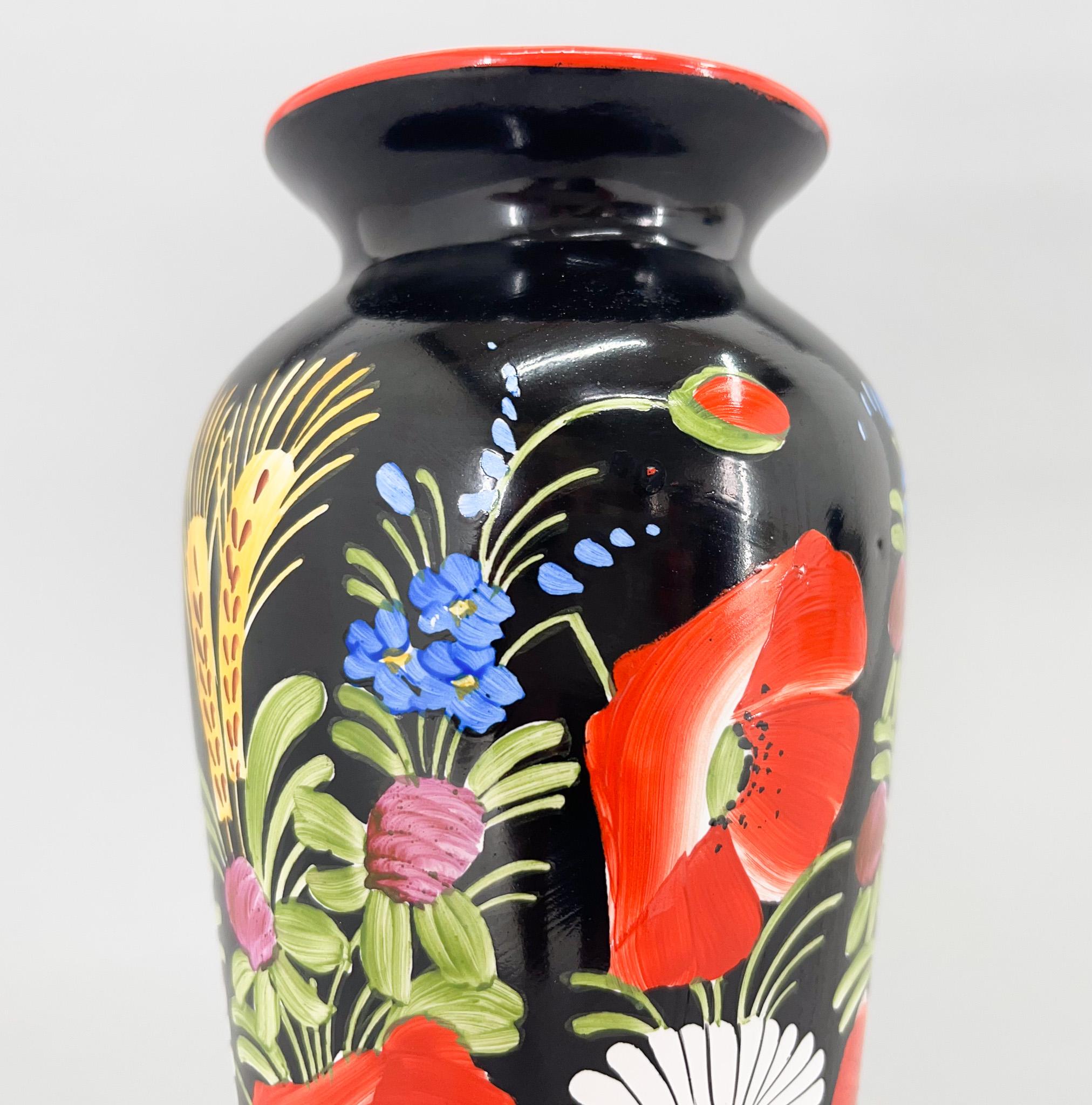 1960s Hand Painted 'Chodska' Ceramic Vase For Sale 1