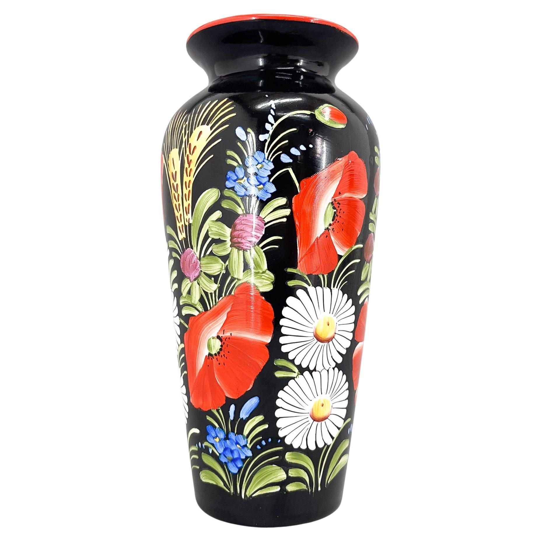 1960s Hand Painted 'Chodska' Ceramic Vase For Sale