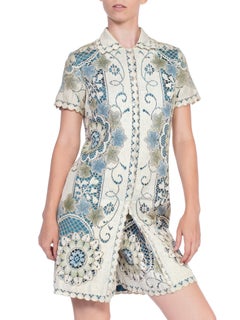 1960's Hand Painted Lace Romper Jumpsuit