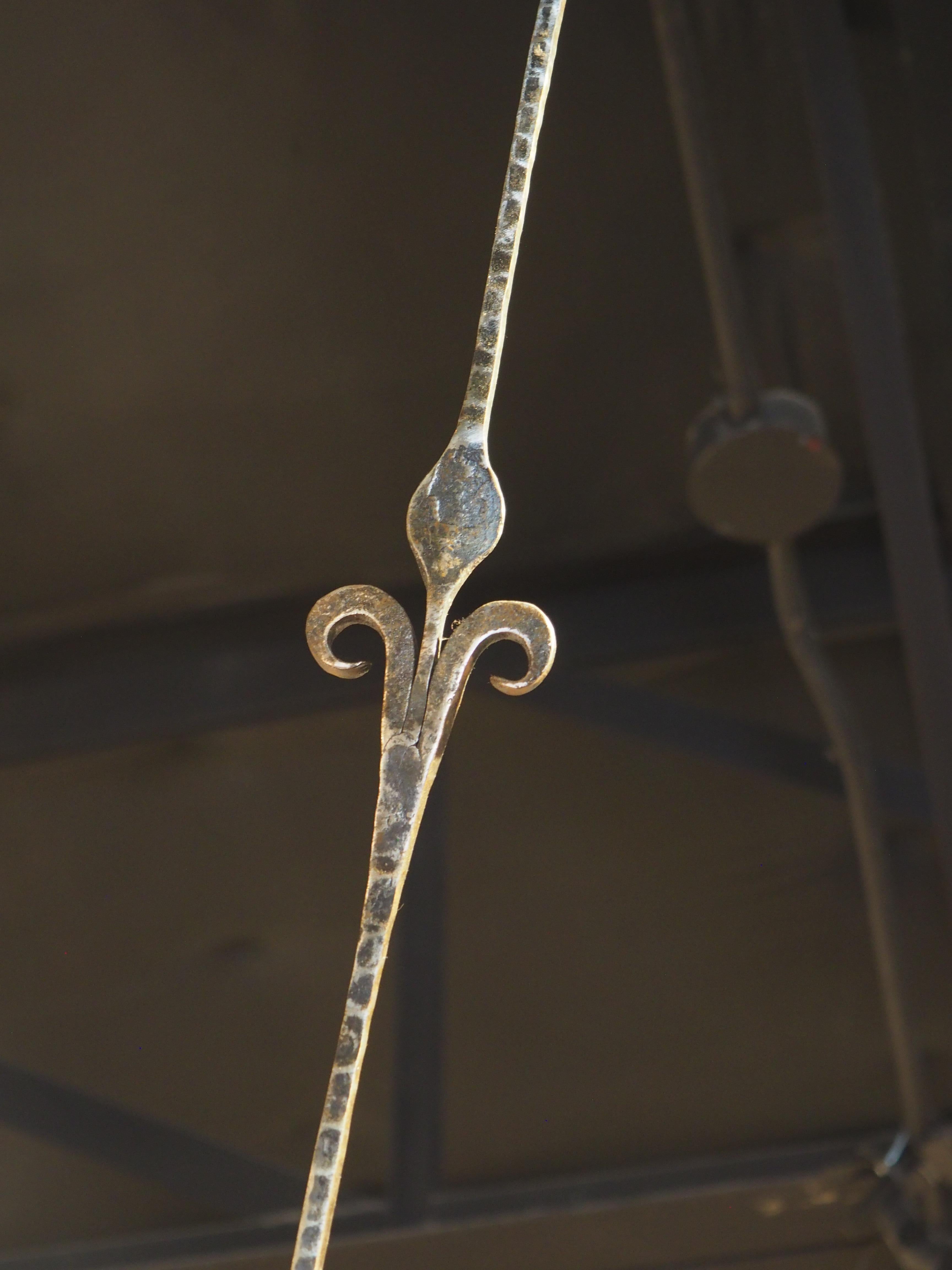 1960s Hand Wrought Iron Oval Fleur De Lys Chandelier from Brittany, France For Sale 1