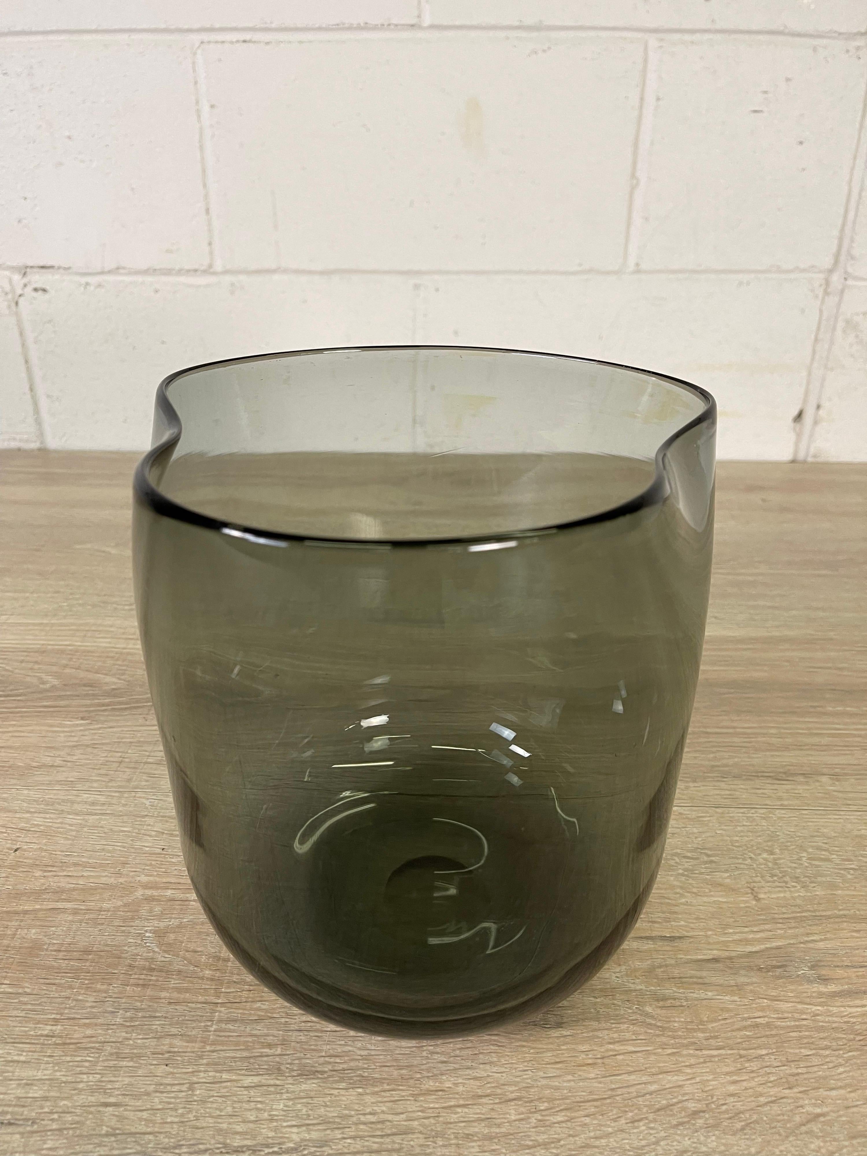 Mid-Century Modern 1960s Handblown Smoked Glass Vase For Sale