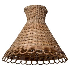 1960s Handcrafted Rattan Diabolo Pendant Light in the Style of Kalmar “Kiwi”