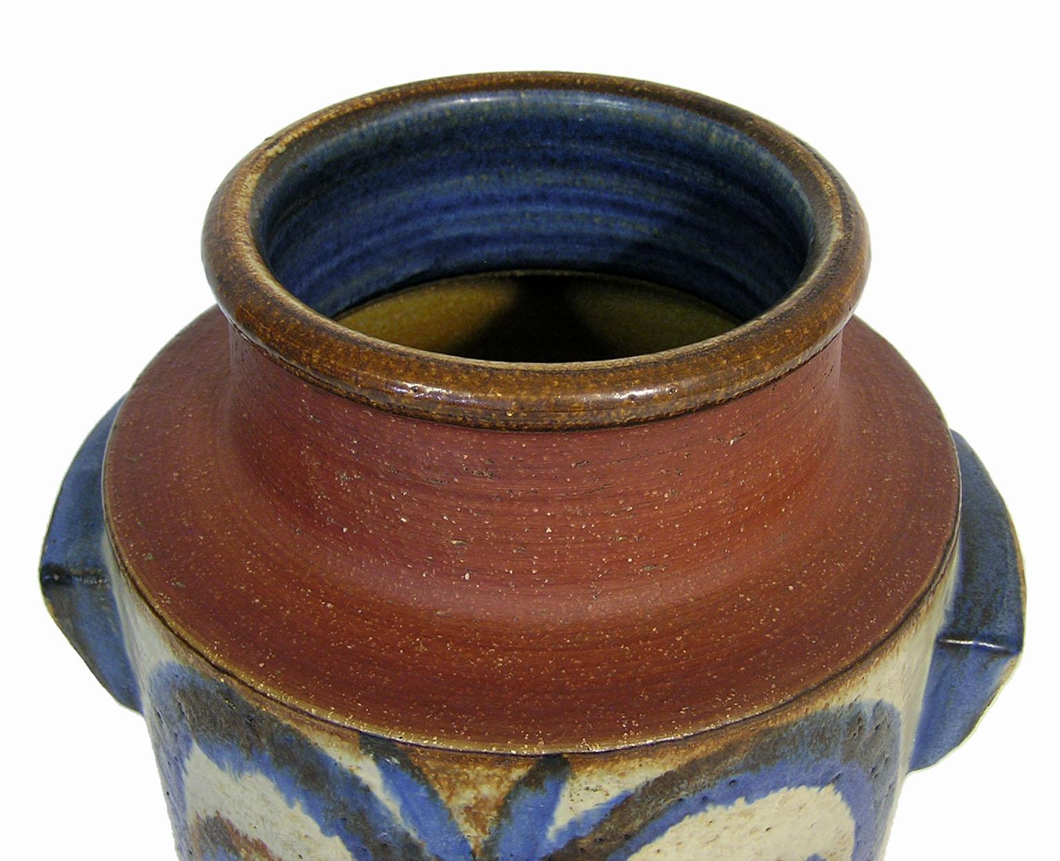 Danish 1960s Handled Soholm Pottery Planter Vase by Svend Aage Jensen, Denmark For Sale