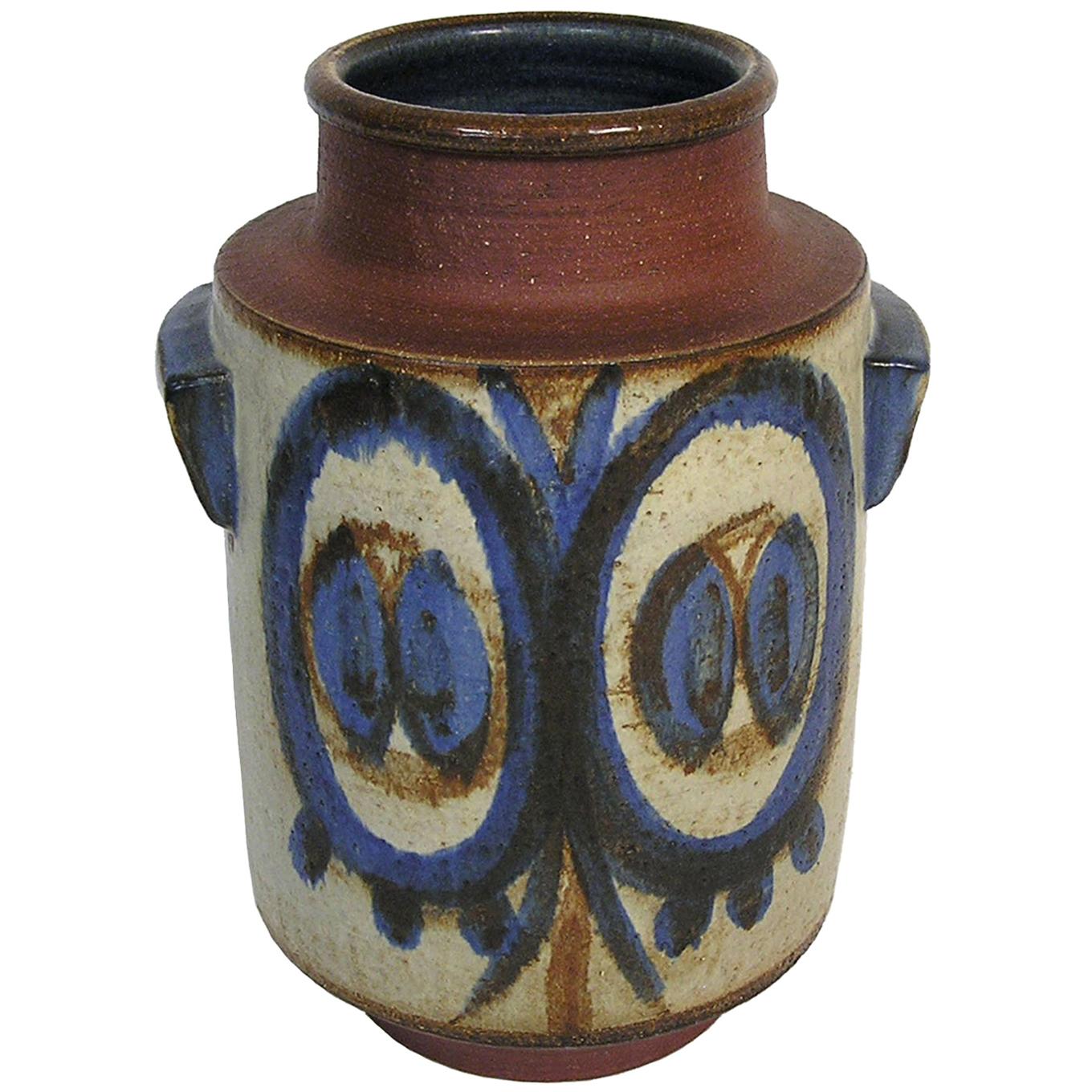 1960s Handled Soholm Pottery Planter Vase by Svend Aage Jensen, Denmark For Sale