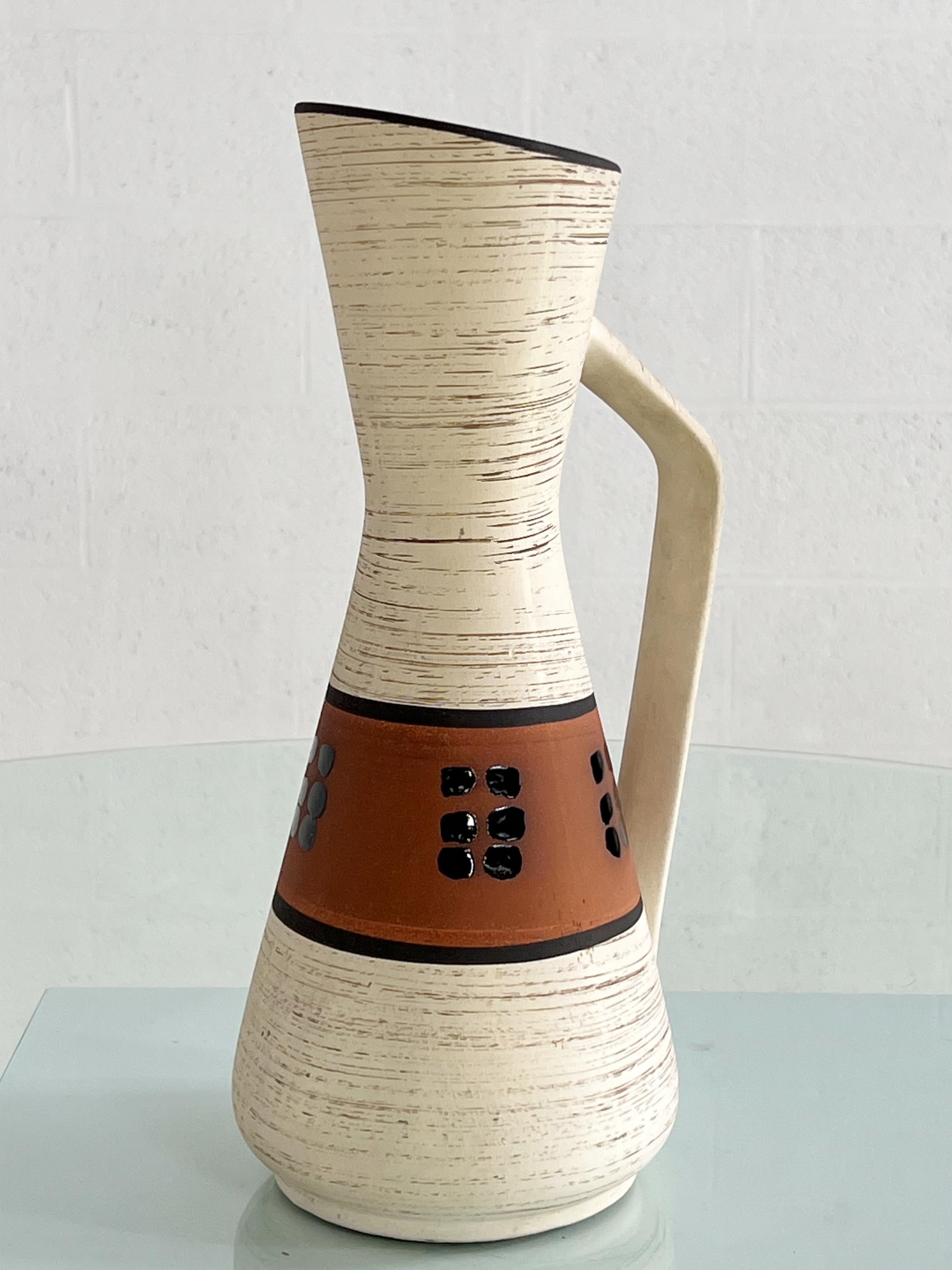 Space Age 1960s Handmade Ceramic Pitcher Vase For Sale