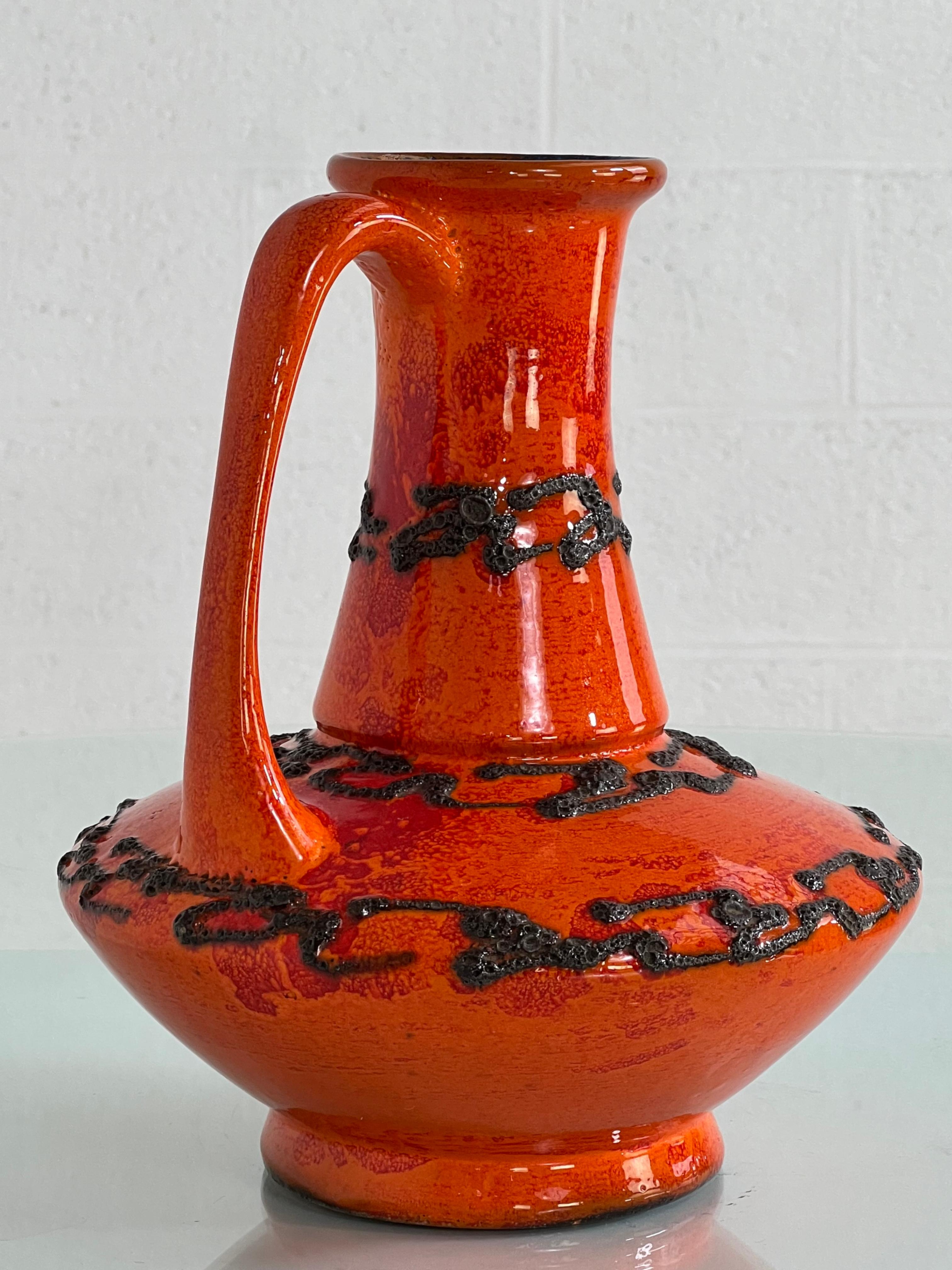 European 1960s Handmade Ceramic Pitcher Vase For Sale