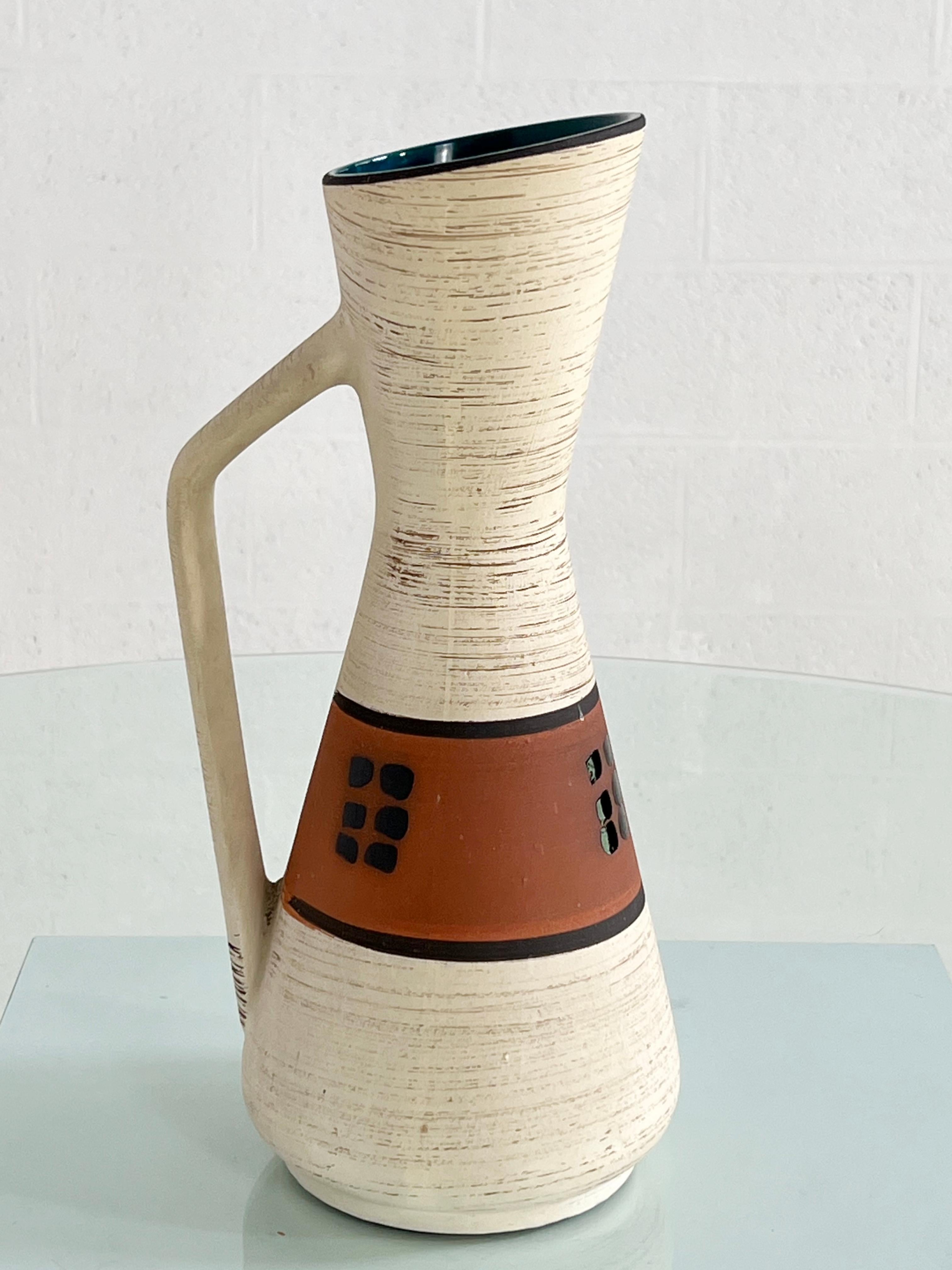 1960s Handmade Ceramic Pitcher Vase For Sale 1