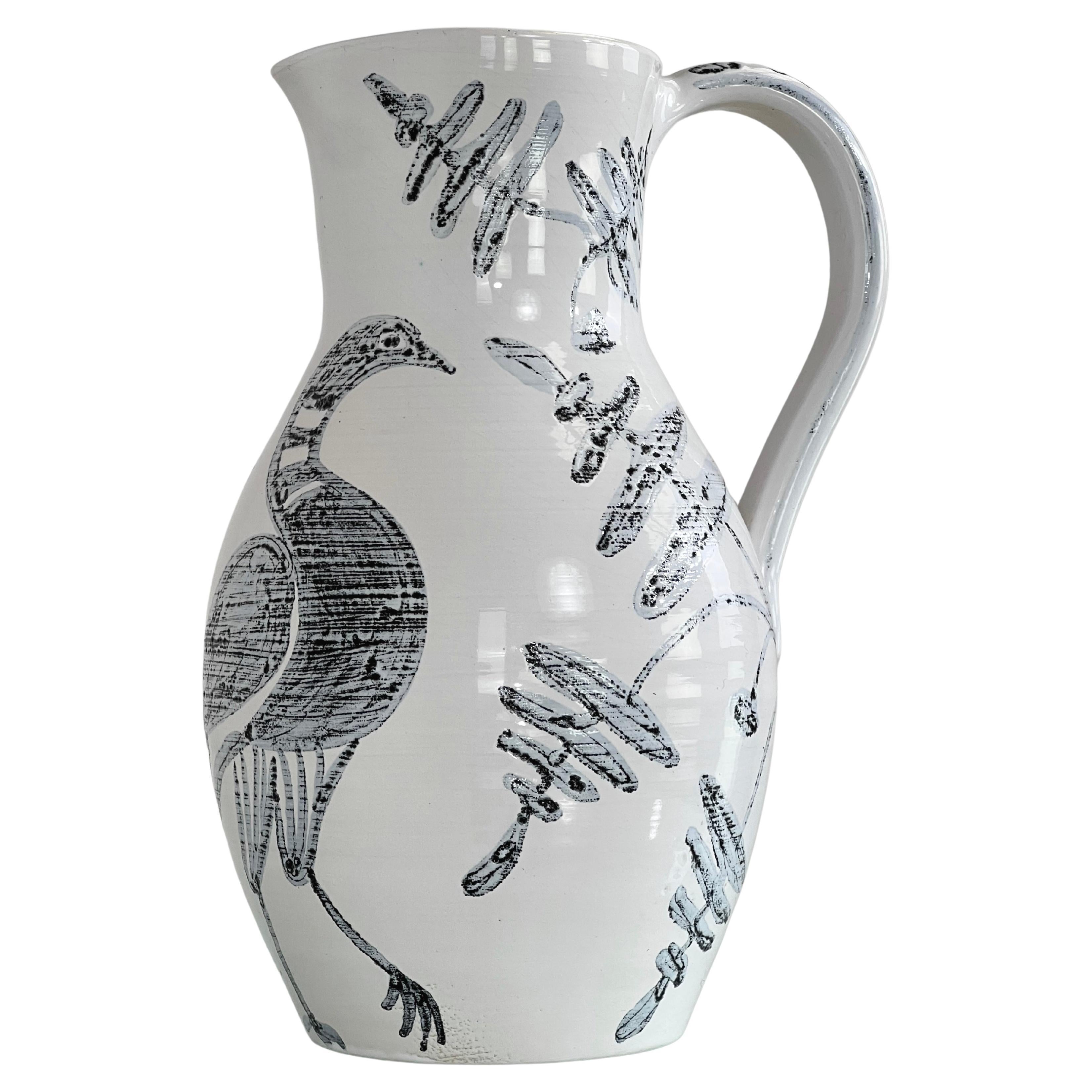 1960s Handmade Ceramic Pitcher Vase For Sale