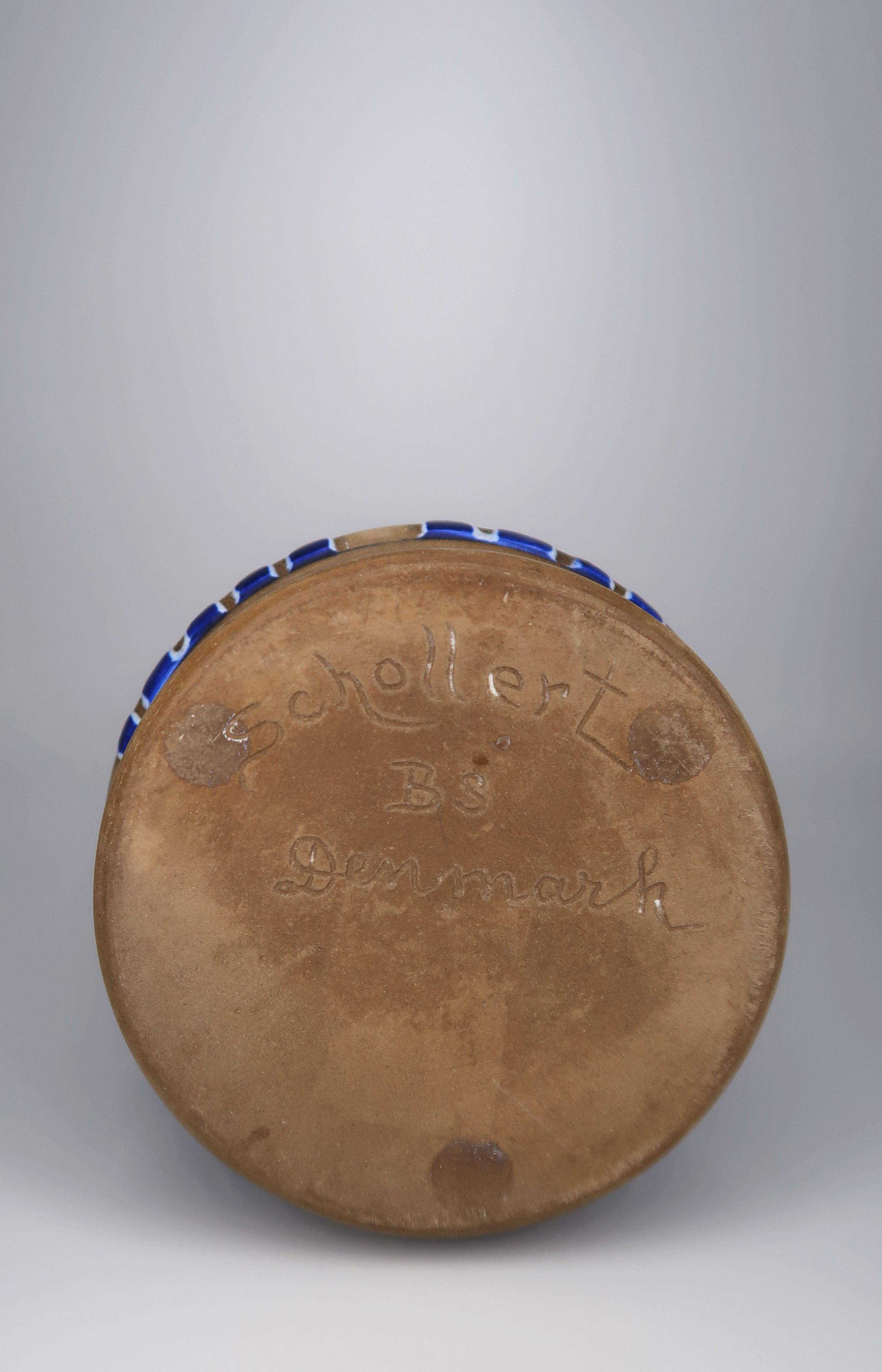 Kobaltblau gestreifte Keramikvase, Dänemark, 1960er Jahre im Angebot 1