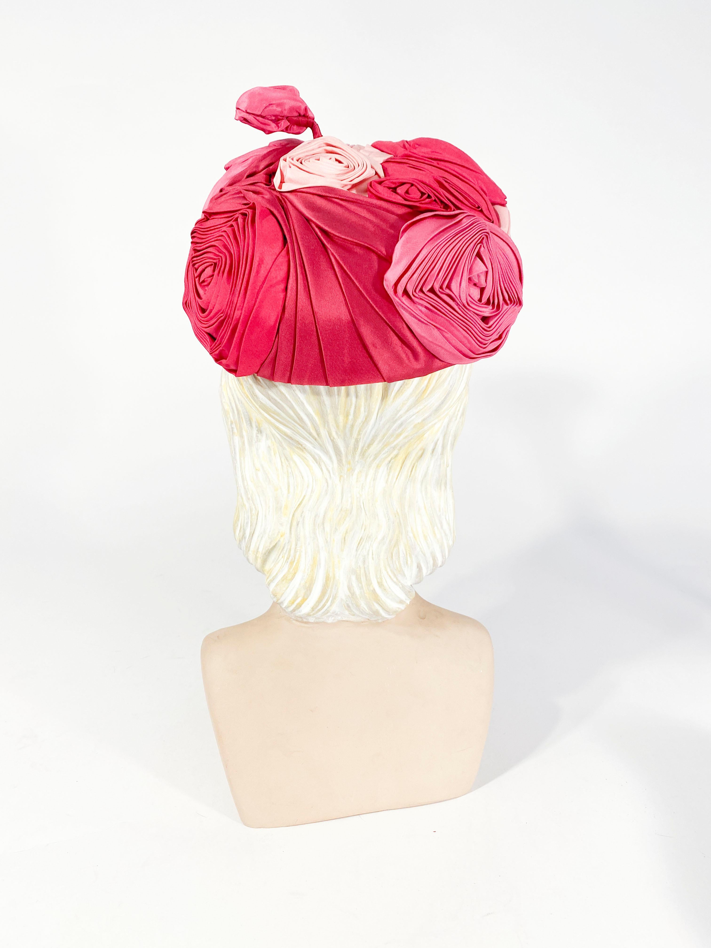 1960s Handmade Satin Rose Hat  In Good Condition In San Francisco, CA