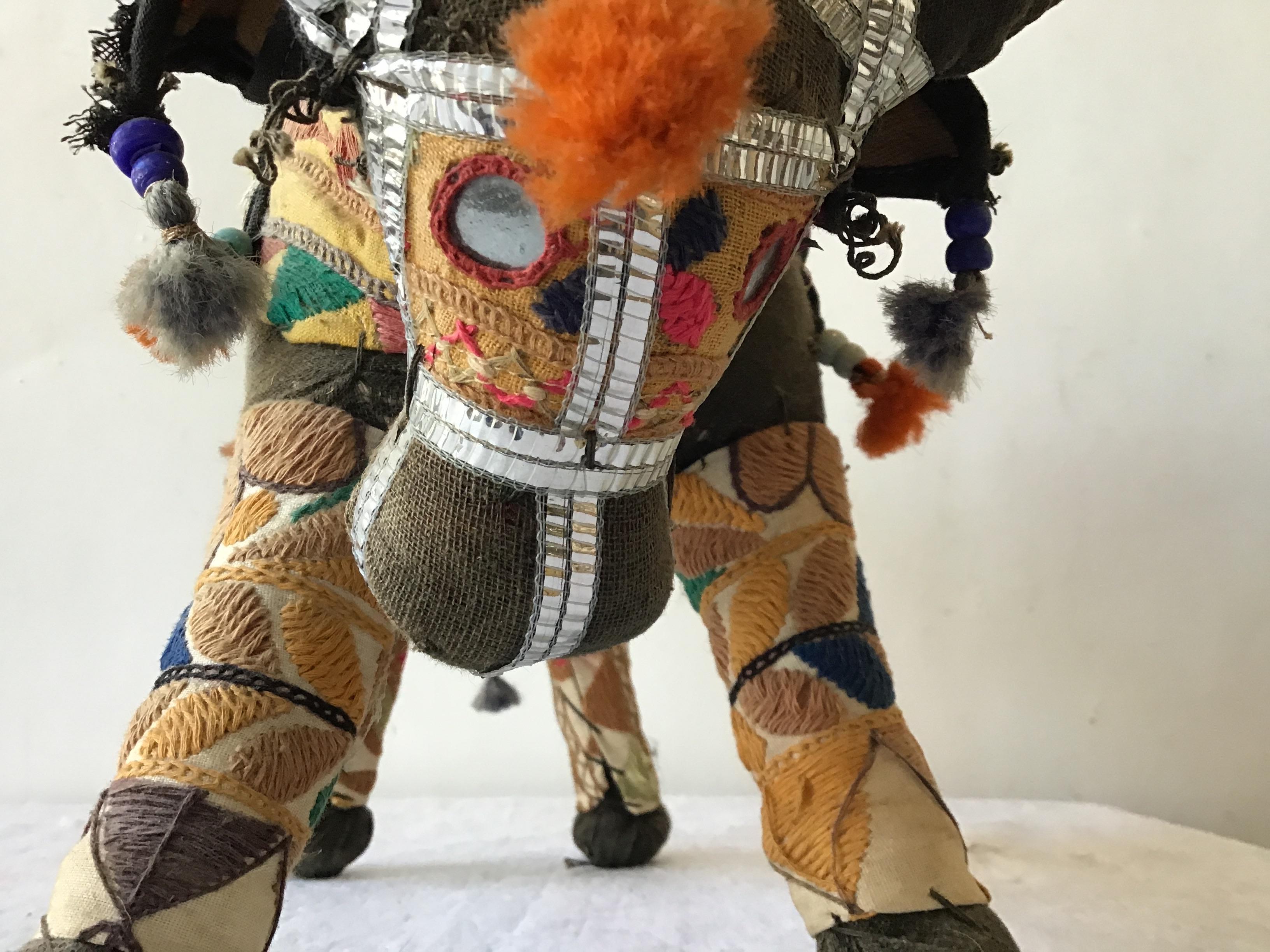 1960s Handmade Stuffed Bull Toy from India In Good Condition In Tarrytown, NY