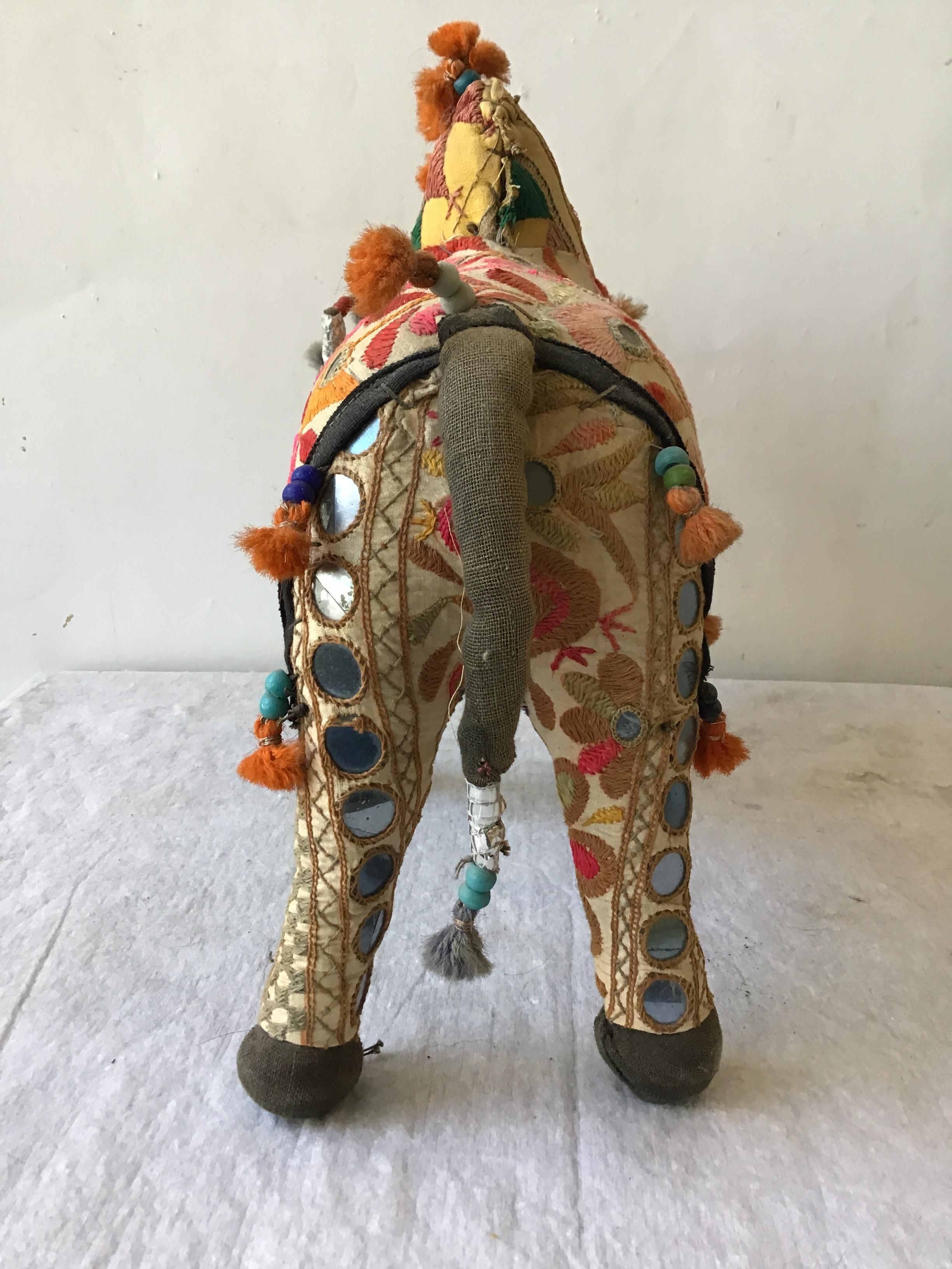 Fabric 1960s Handmade Stuffed Bull Toy from India