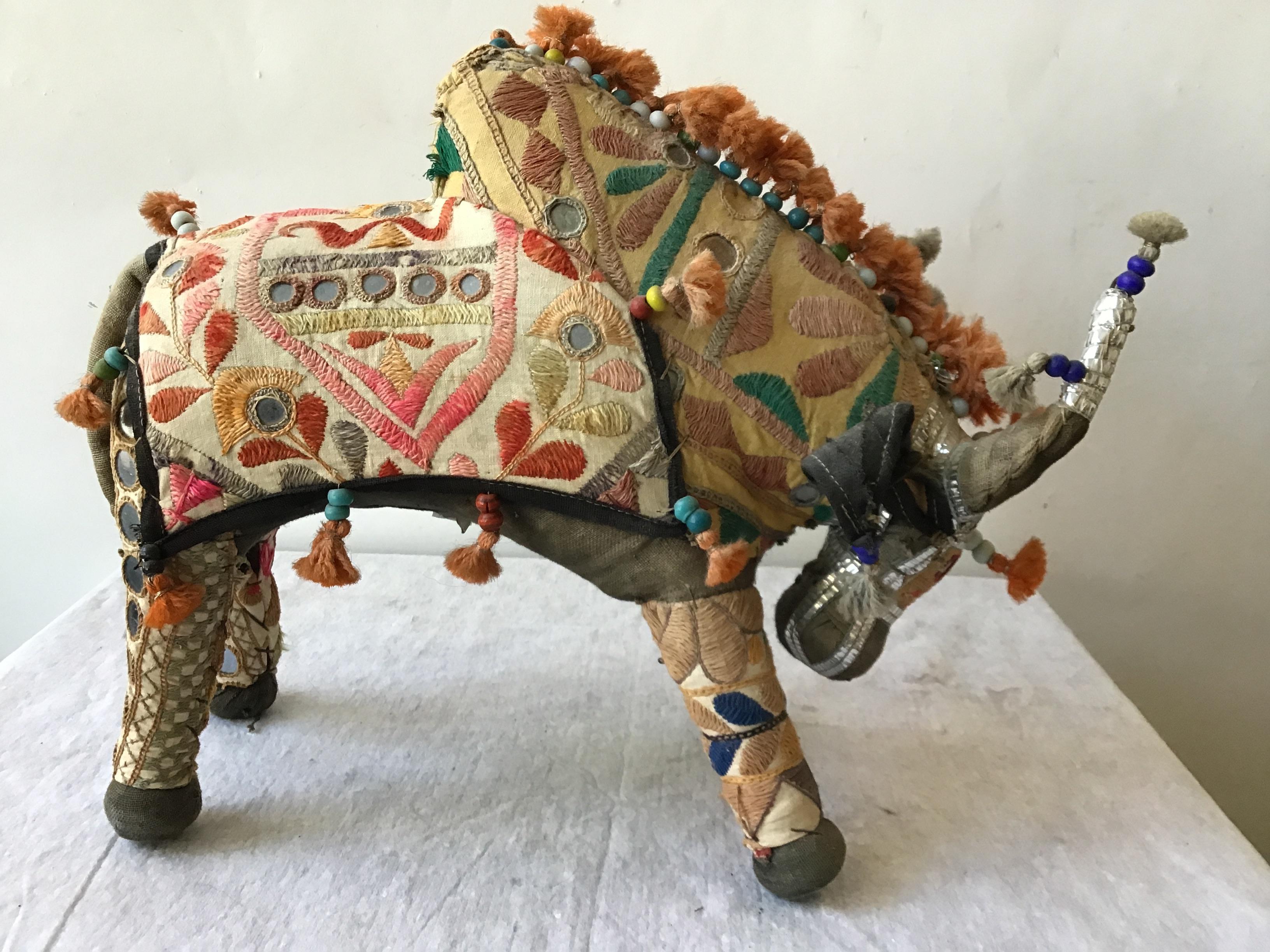 1960s Handmade Stuffed Bull Toy from India 1