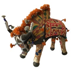 Vintage 1960s Handmade Stuffed Bull Toy from India