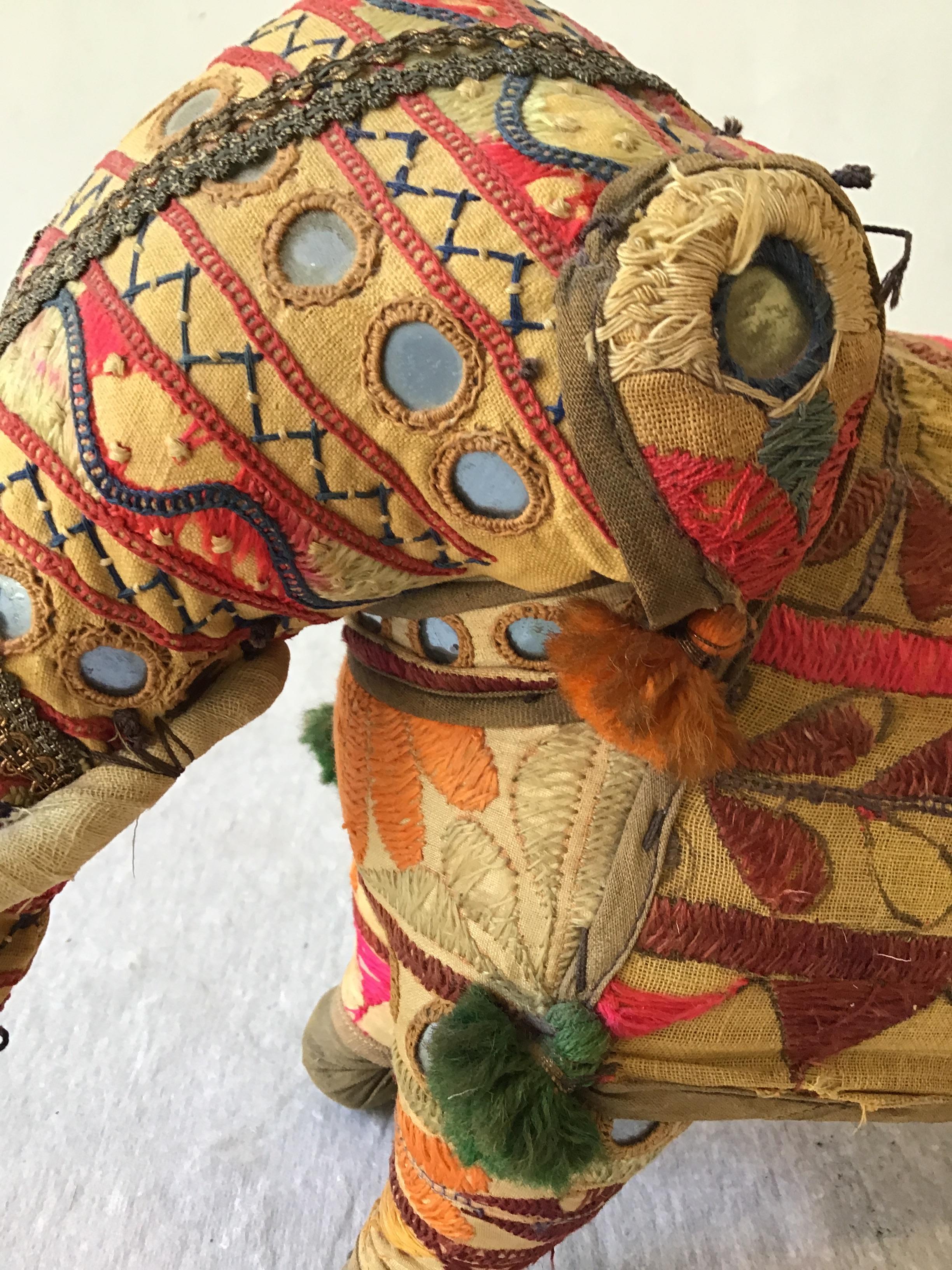 1960s Handmade Stuffed Elephant Toy from India In Good Condition In Tarrytown, NY
