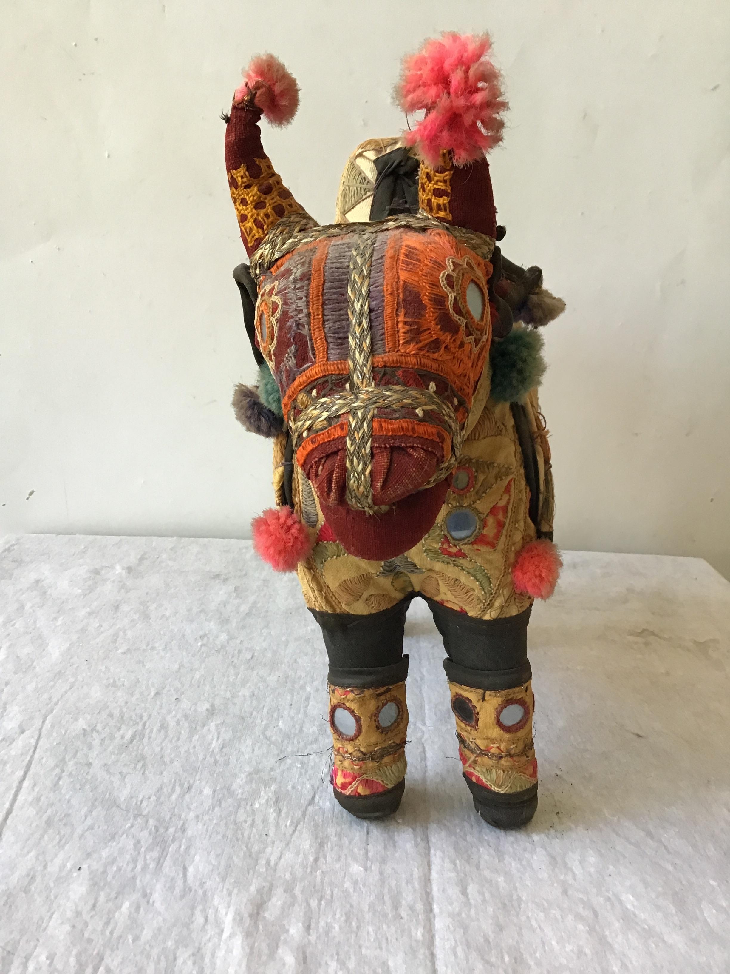 Mid-20th Century 1960s Handmade Stuffed Ox Toy from India