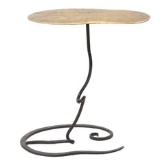 Vintage 1960s Handwrought American Craftsman Bronze and Iron End Table