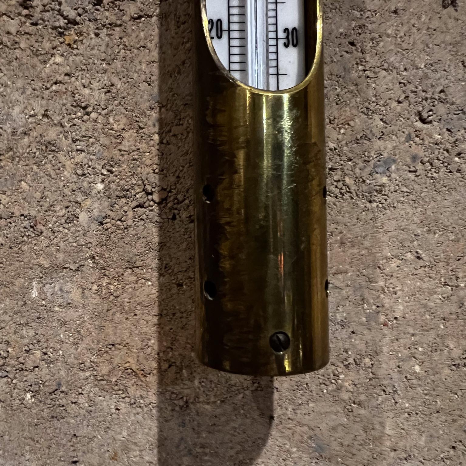 1960s Hanging Brass Temperature Thermometer Gauge For Sale 5