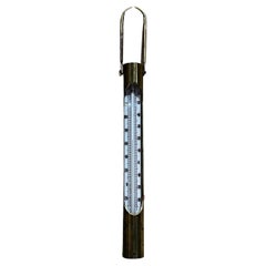 Used 1960s Hanging Brass Temperature Thermometer Gauge