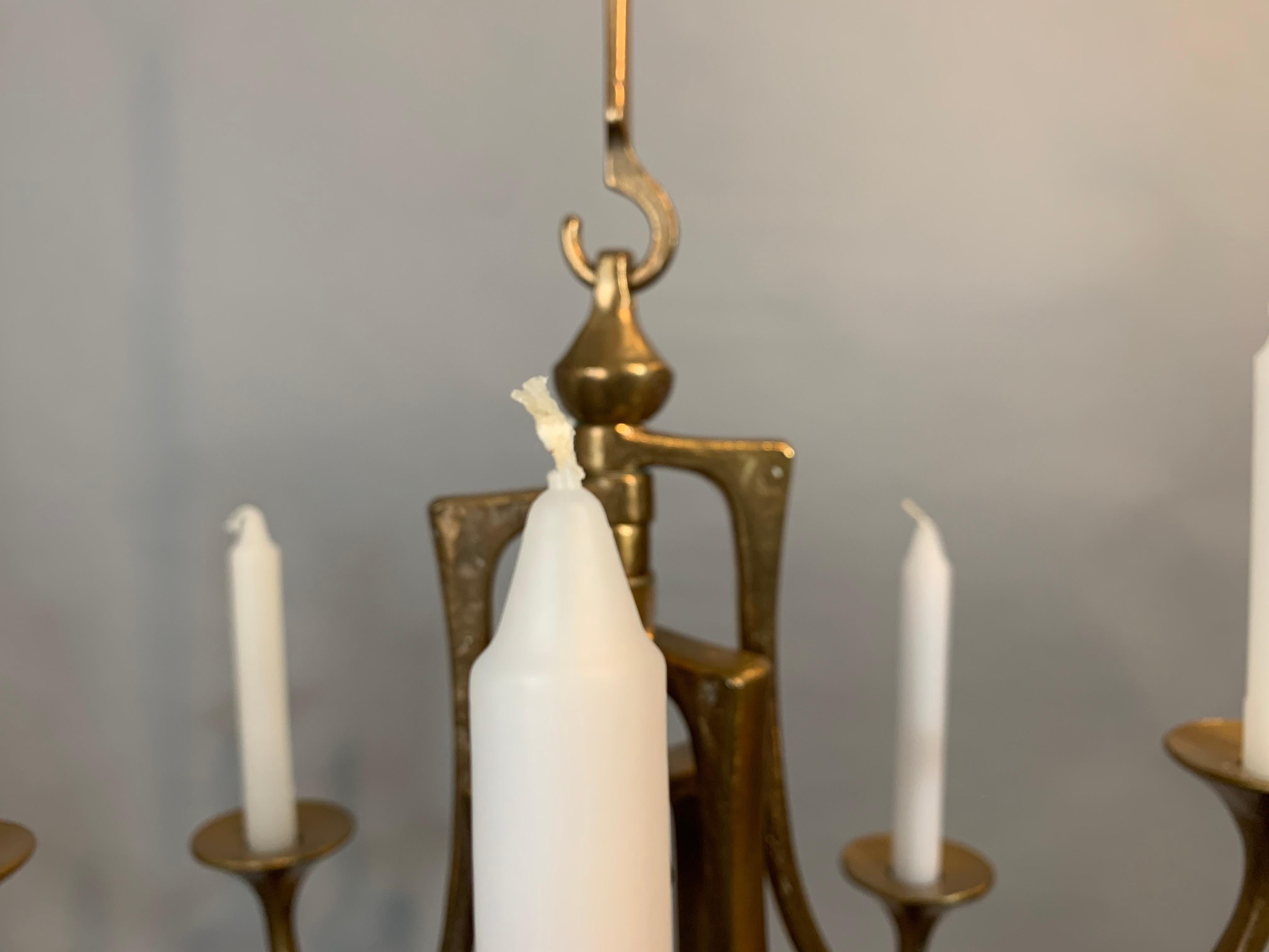 Hand-Crafted 1960s Hanging Bronze Harjes Metallkunst Candle Holder