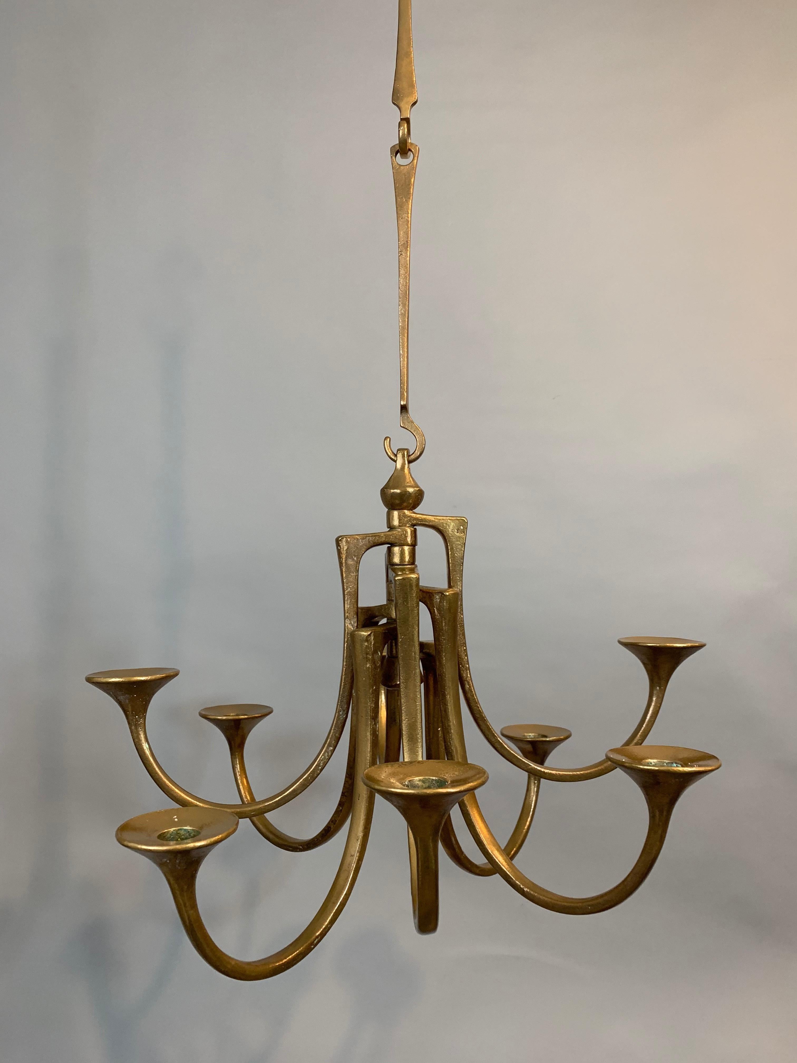 1960s Hanging Bronze Harjes Metallkunst Candle Holder In Good Condition In London, GB