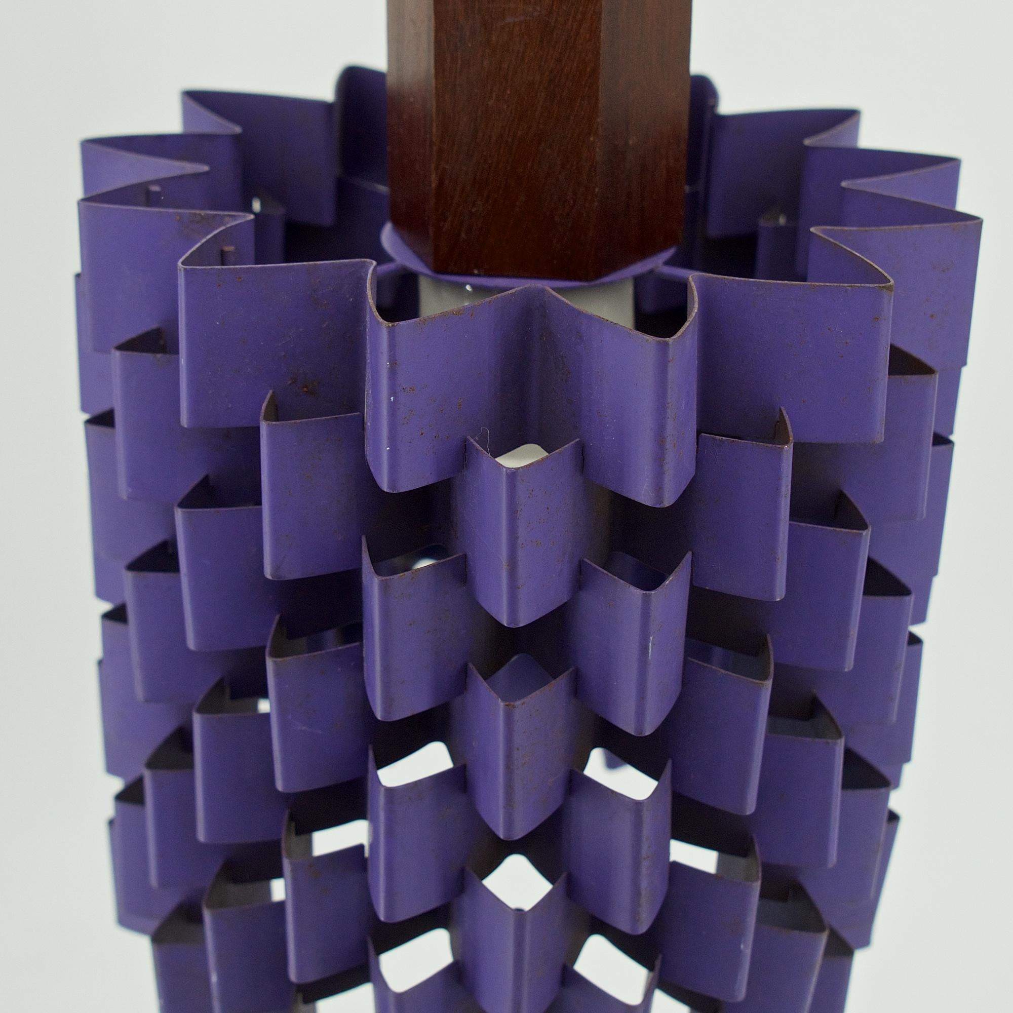 Mid-20th Century 1960s Hanging Purple Pineapple Pendant Lamp with Teak Lyfa Folsgaard Danish For Sale