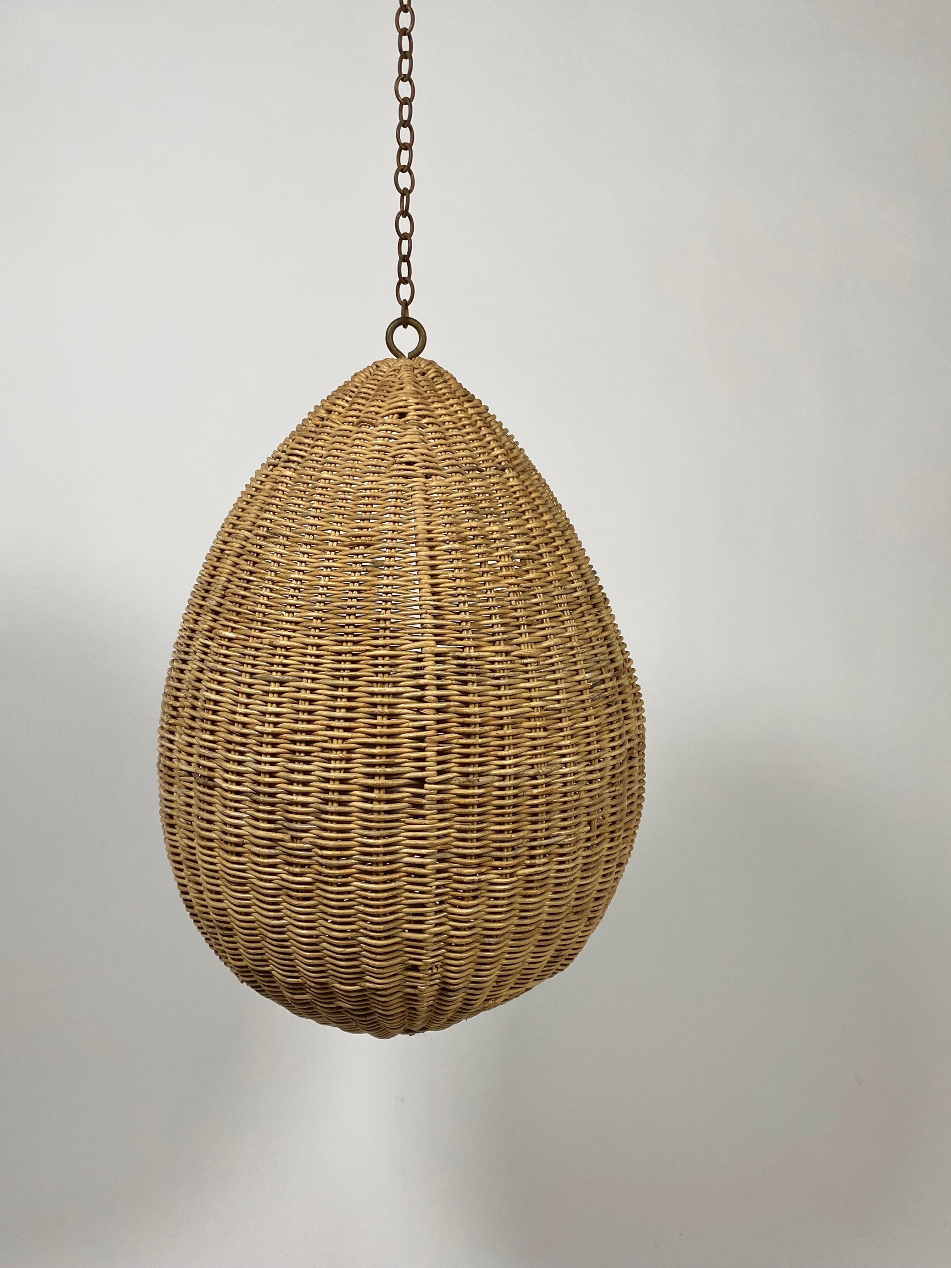 Unknown 1960s, Hanging Teardrop Shaped Rattan Cat House / Bed