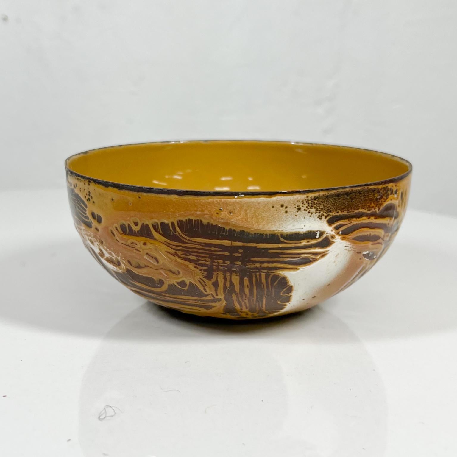 Mid-20th Century 1960s Hanova of Pasadena Artistic Brown Enamel Lava Bowl California For Sale