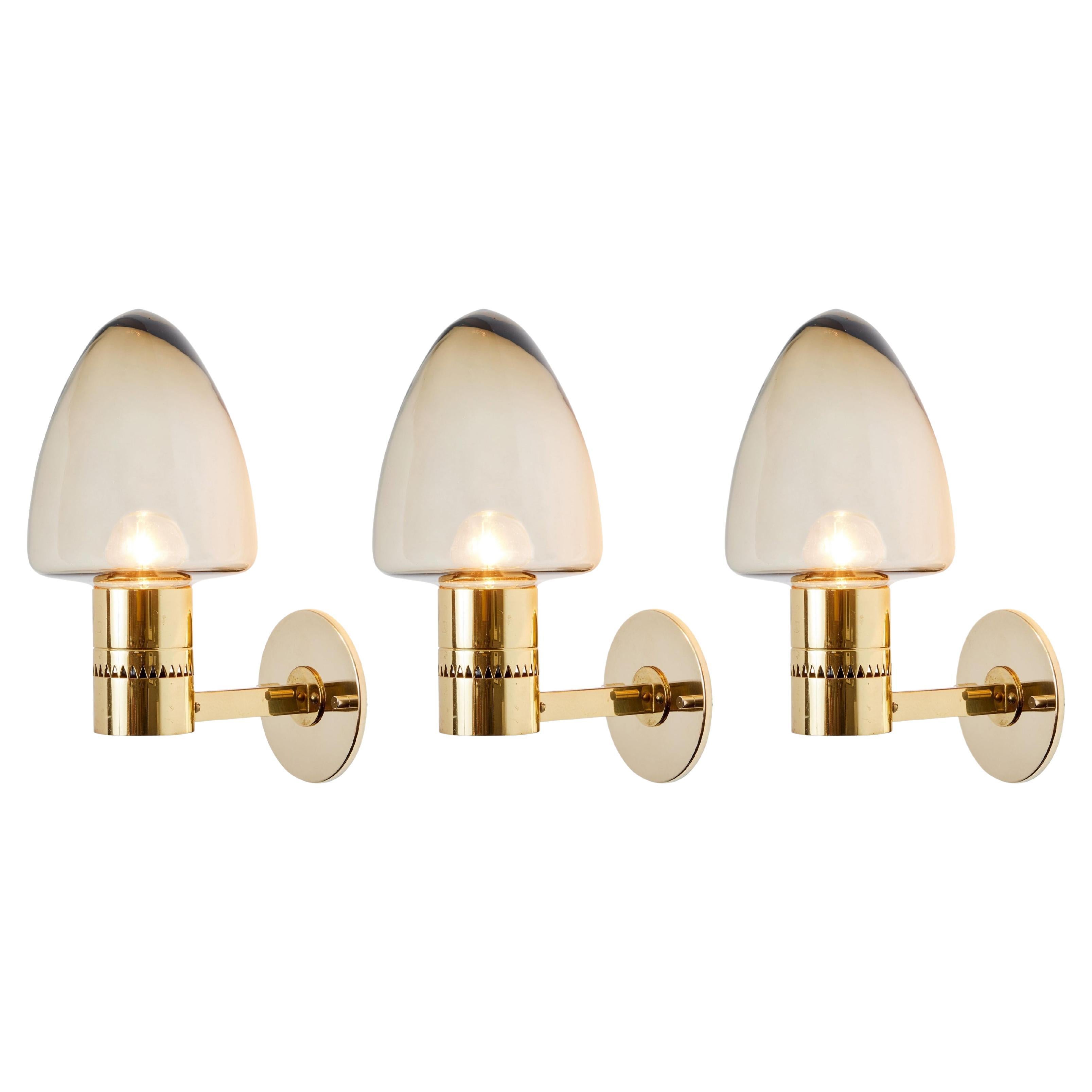 1960s Hans-Agne Jakobsson Model V-220 Brass & Glass Sconce for Markaryd