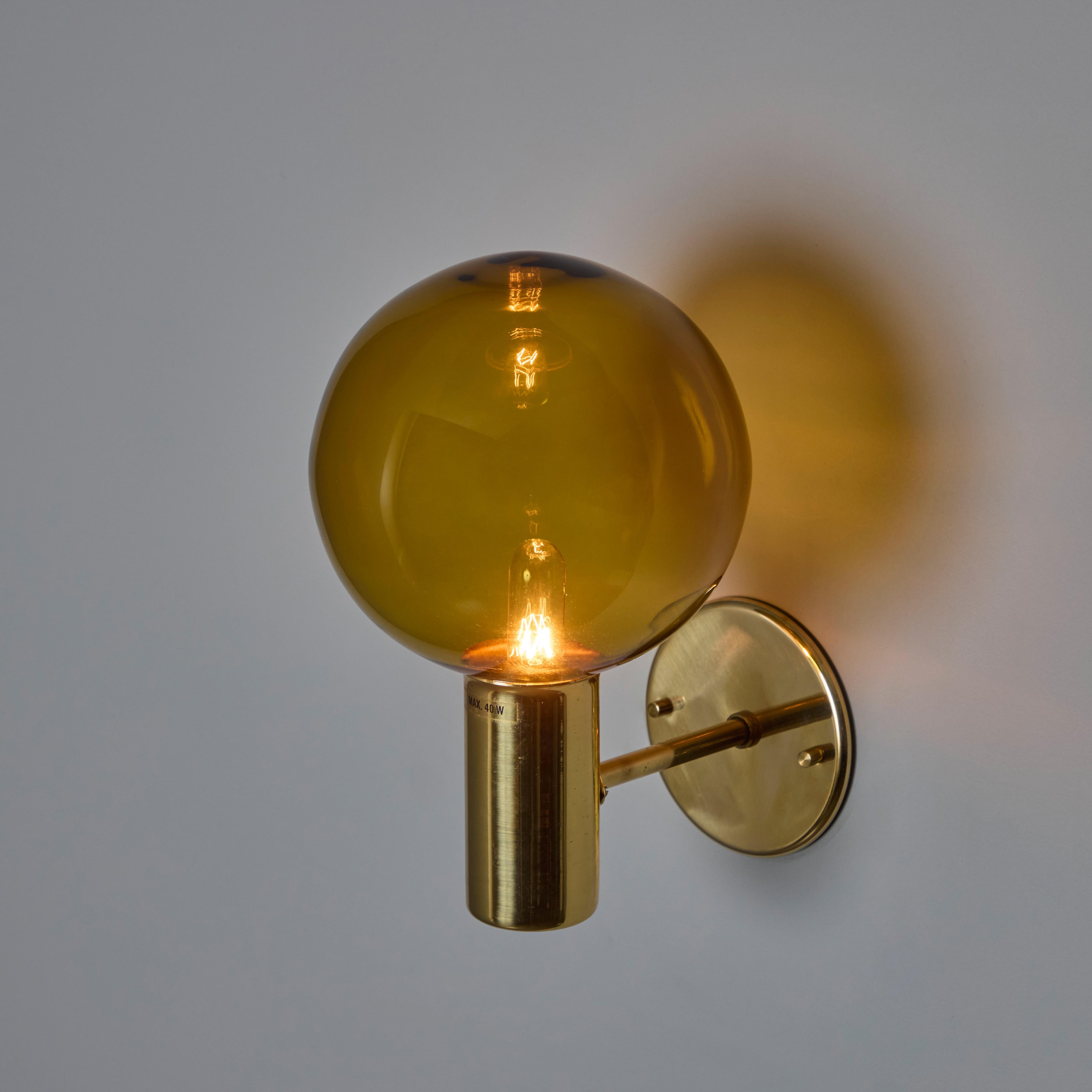 1960s Hans Agne Jakobsson Model V149 Glass and Brass Wall Lamp for Markaryd 3