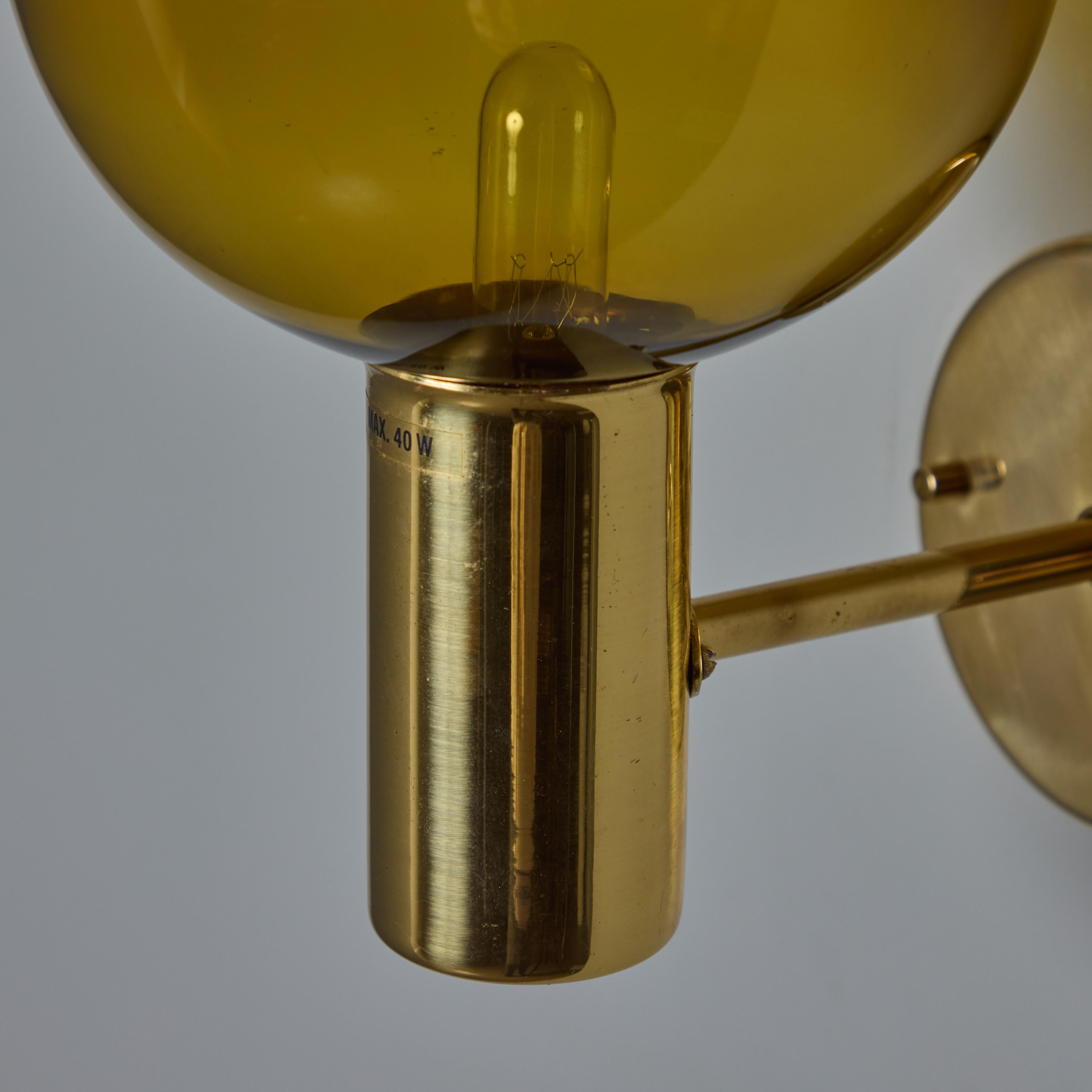 1960s Hans Agne Jakobsson Model V149 Glass and Brass Wall Lamp for Markaryd 4