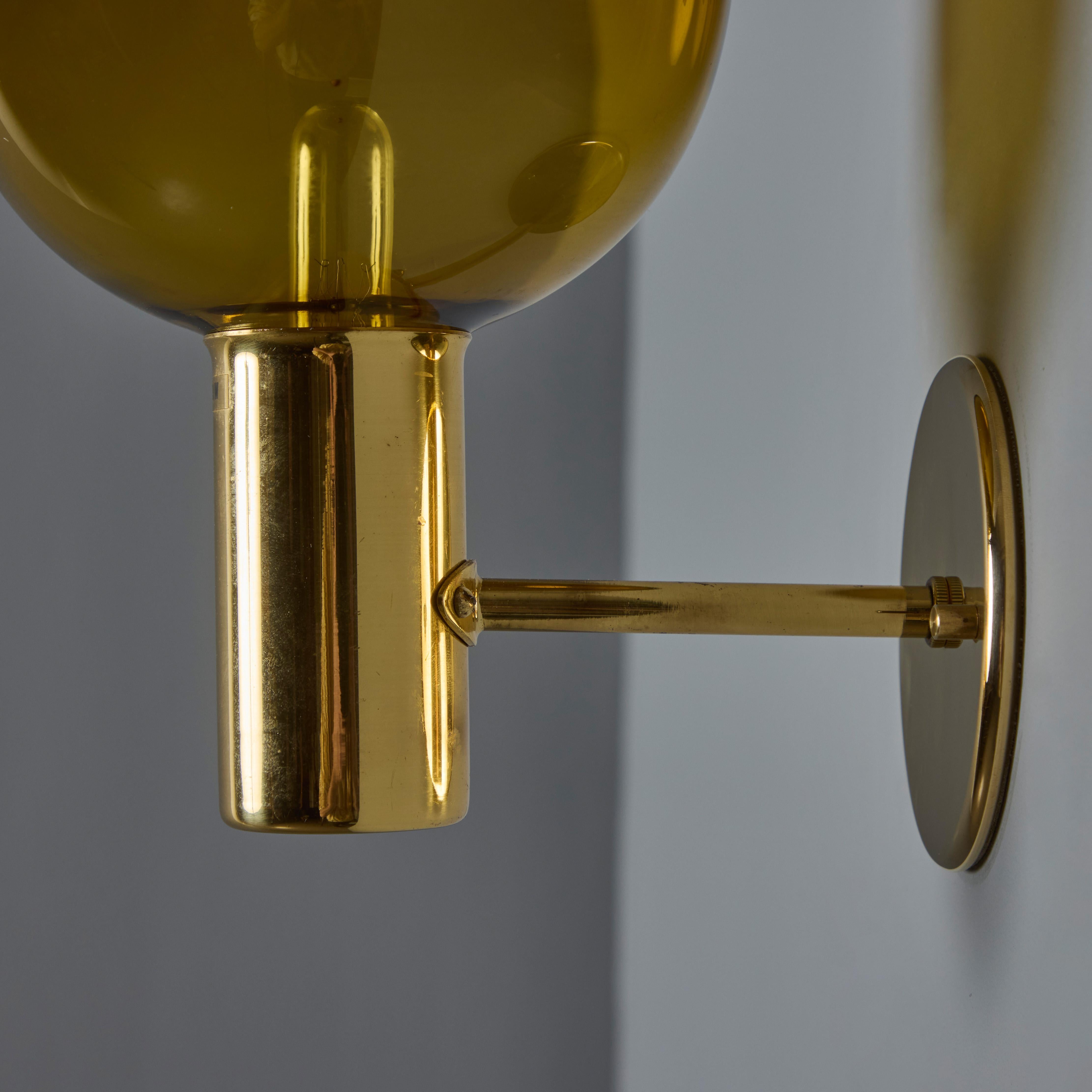 1960s Hans Agne Jakobsson Model V149 Glass and Brass Wall Lamp for Markaryd 6