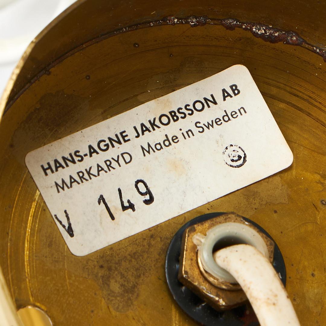 Polished 1960s Hans Agne Jakobsson Model V149 Glass and Brass Wall Lamp for Markaryd