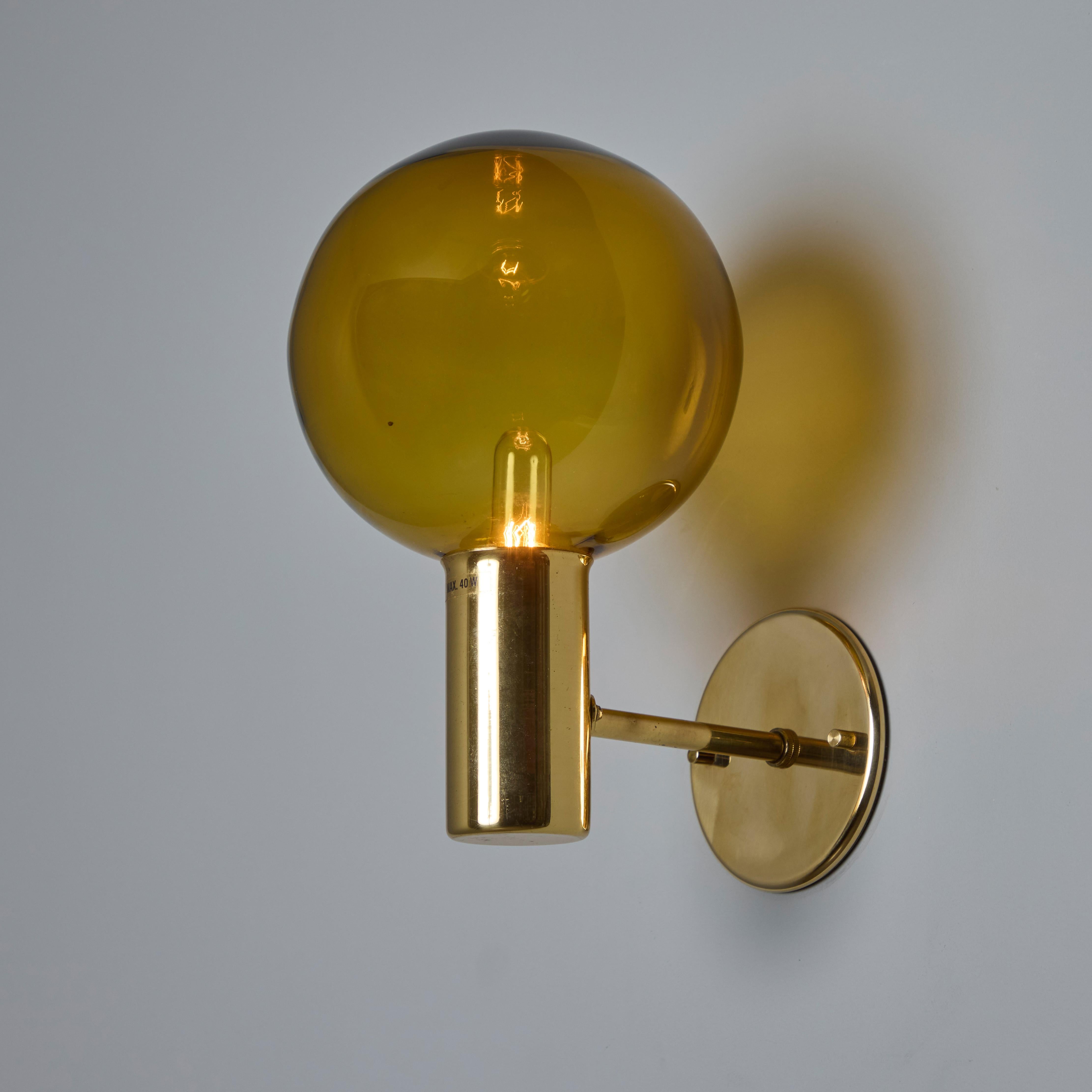 Mid-20th Century 1960s Hans Agne Jakobsson Model V149 Glass and Brass Wall Lamp for Markaryd