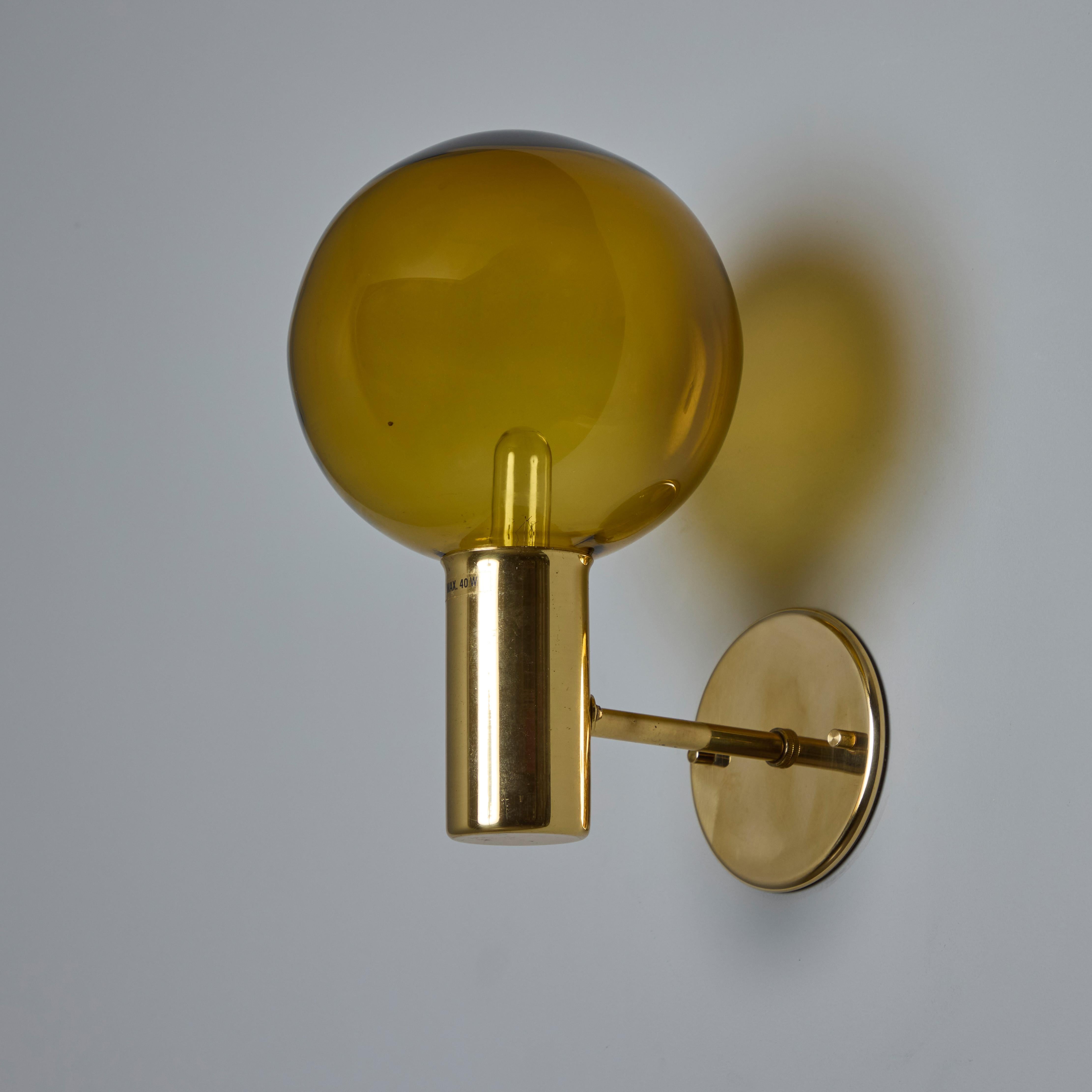 1960s Hans Agne Jakobsson Model V149 Glass and Brass Wall Lamp for Markaryd 1