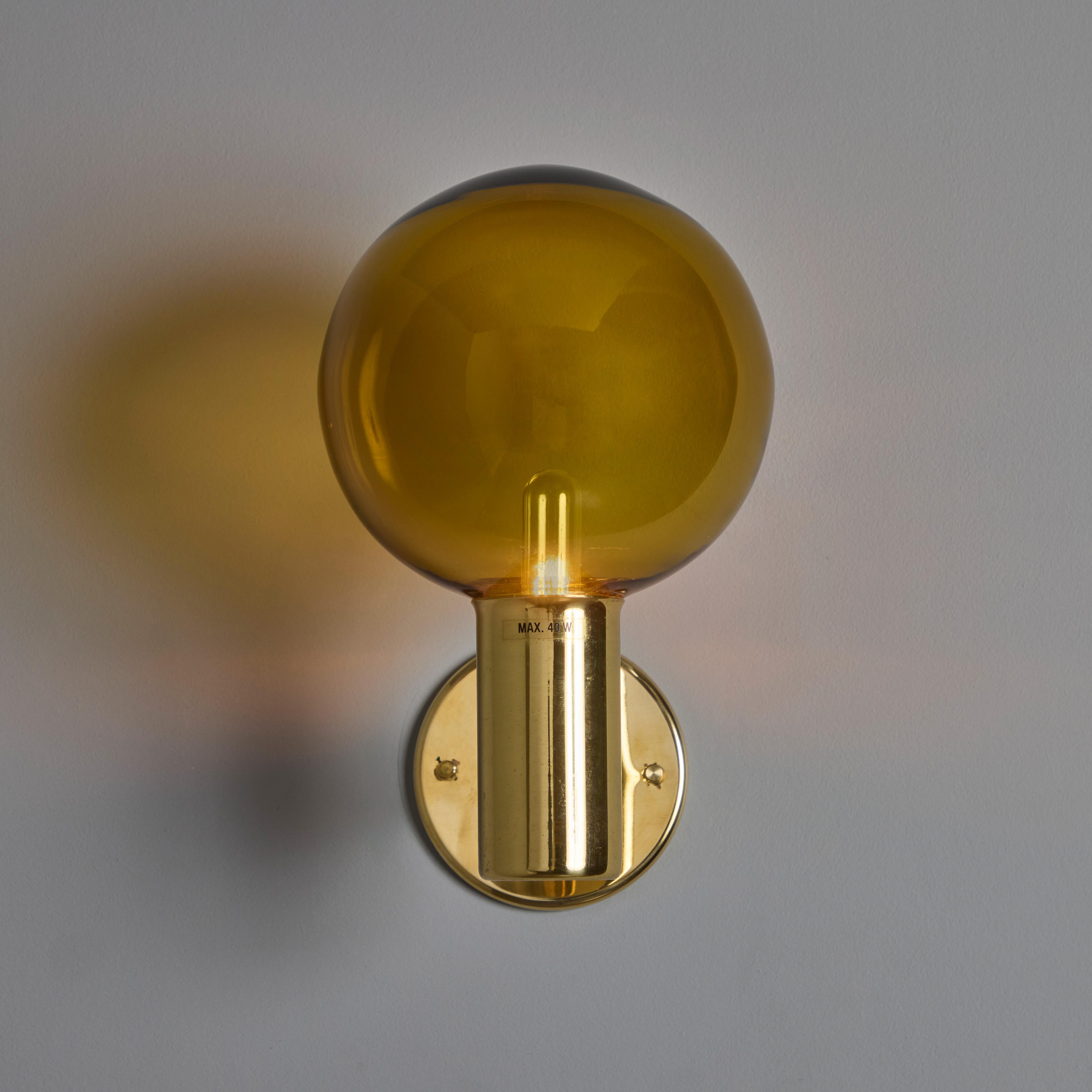 1960s Hans Agne Jakobsson Model V149 Glass and Brass Wall Lamp for Markaryd 2
