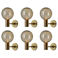 Lampe murale Hans Agne Jakobsson n° V149 en verre et laiton pour Markaryd, années 1960